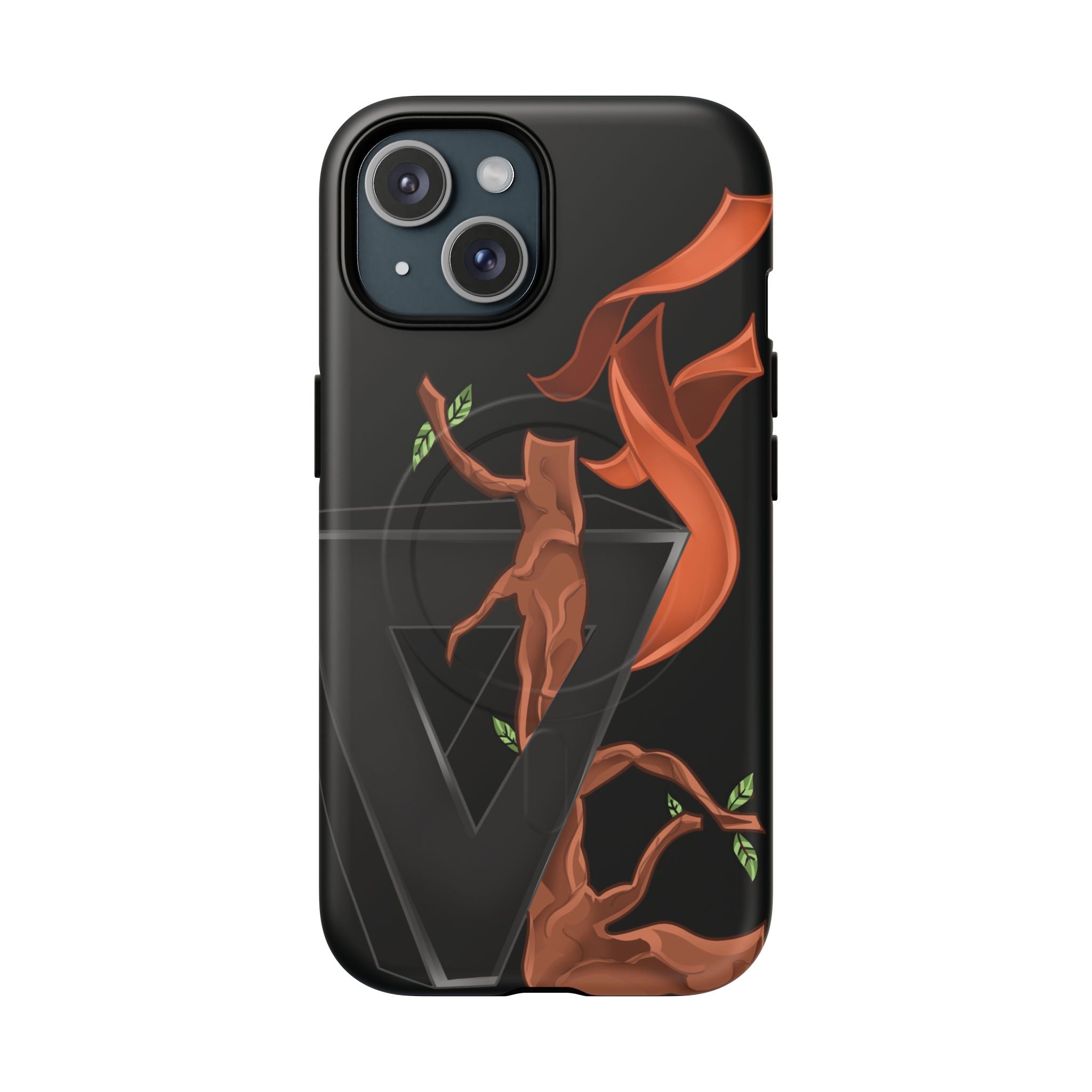 Phone Case — Geometric V with Flaming Tree Design Magnetic Tough Case