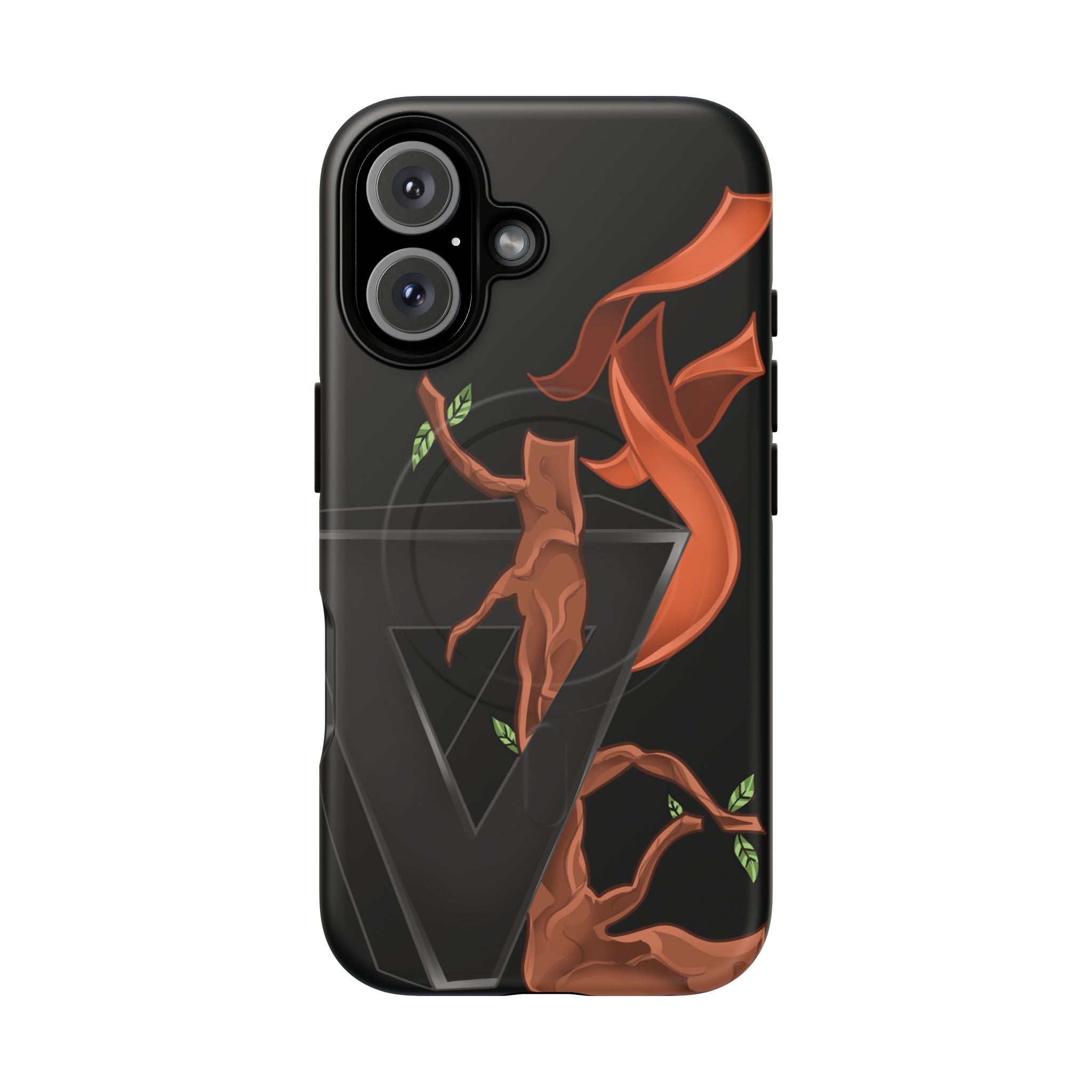 Phone Case — Geometric V with Flaming Tree Design Magnetic Tough Case