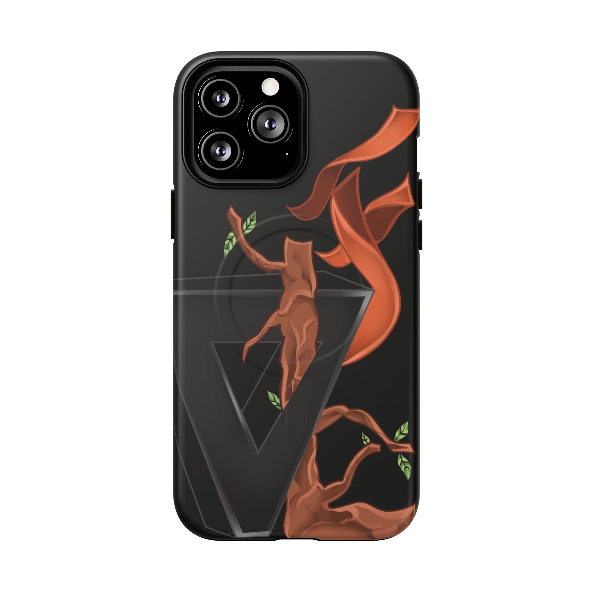 Phone Case — Geometric V with Flaming Tree Design Magnetic Tough Case