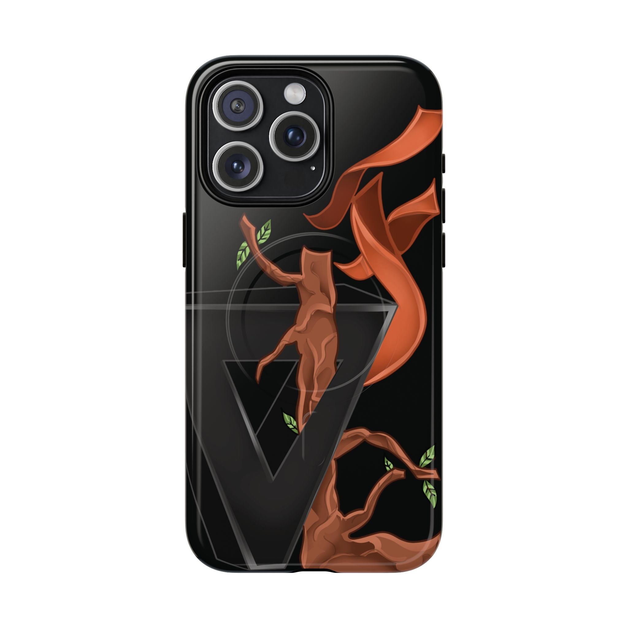 Phone Case — Geometric V with Flaming Tree Design Magnetic Tough Case