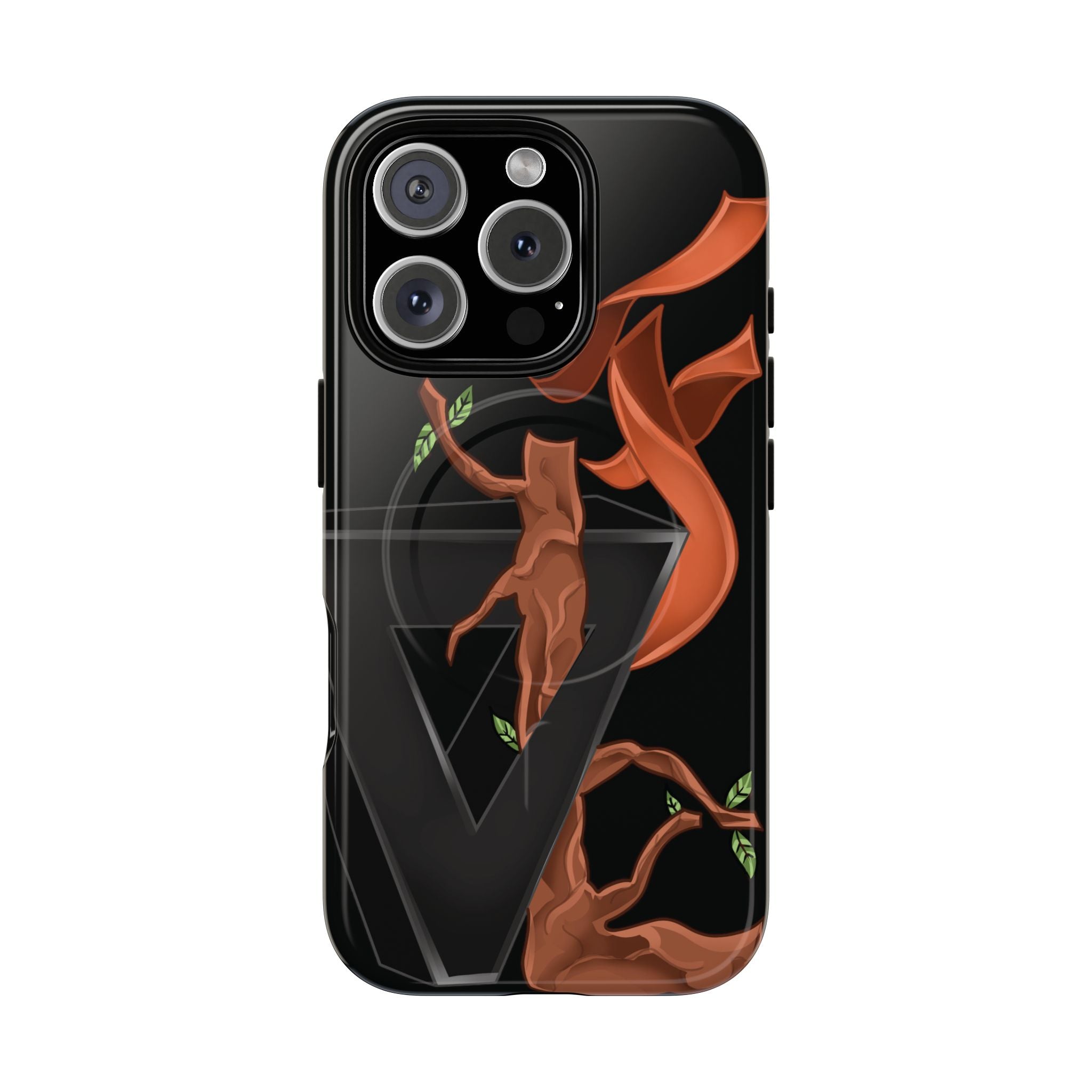 Phone Case — Geometric V with Flaming Tree Design Magnetic Tough Case