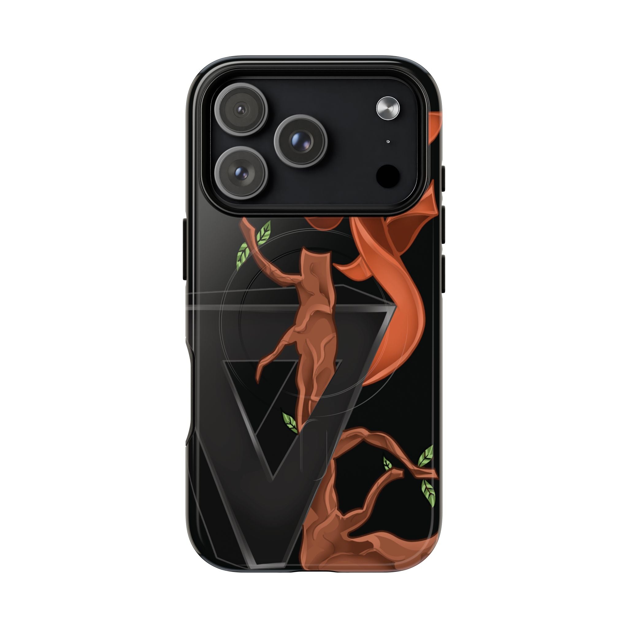 Phone Case — Geometric V with Flaming Tree Design Magnetic Tough Case