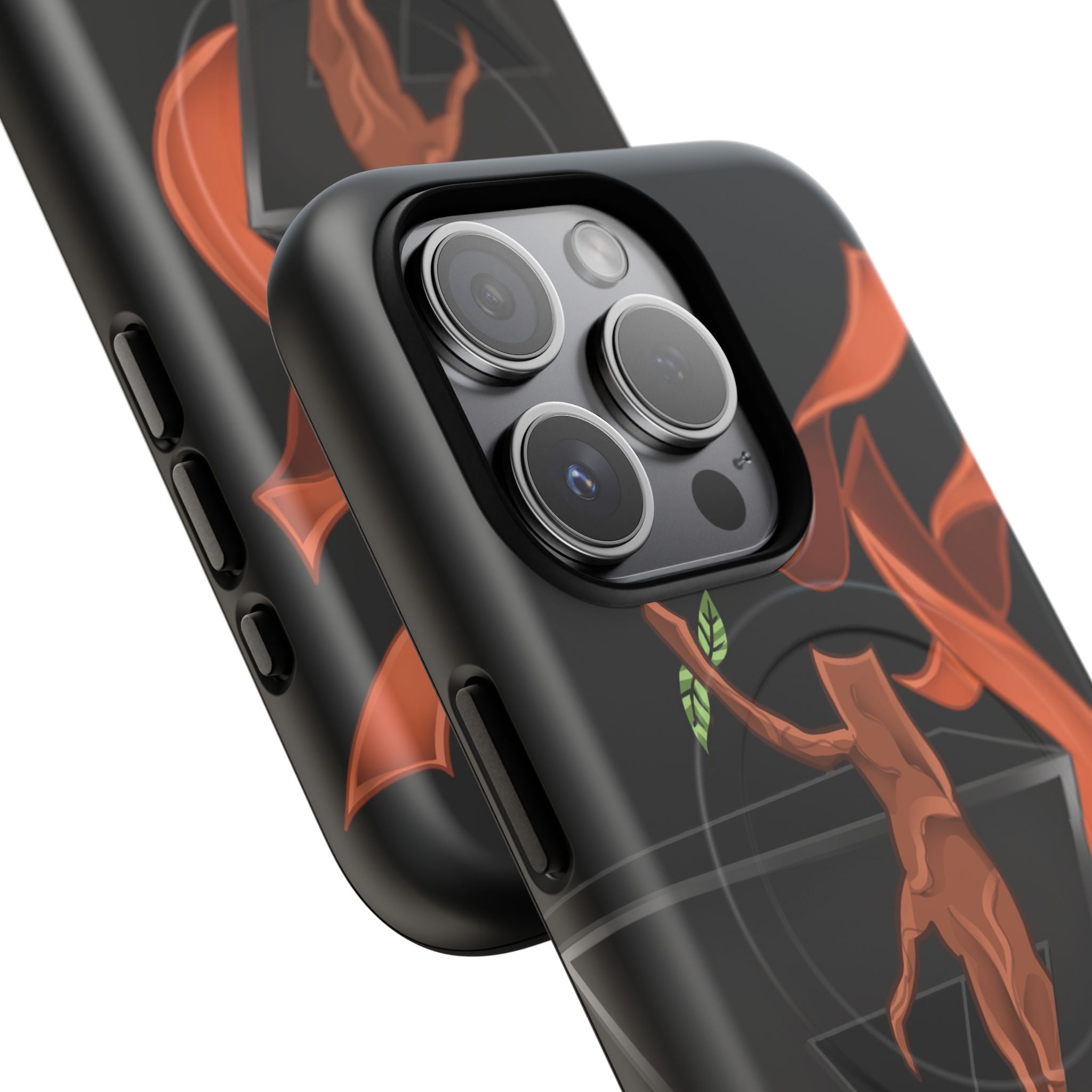 Phone Case — Geometric V with Flaming Tree Design Magnetic Tough Case