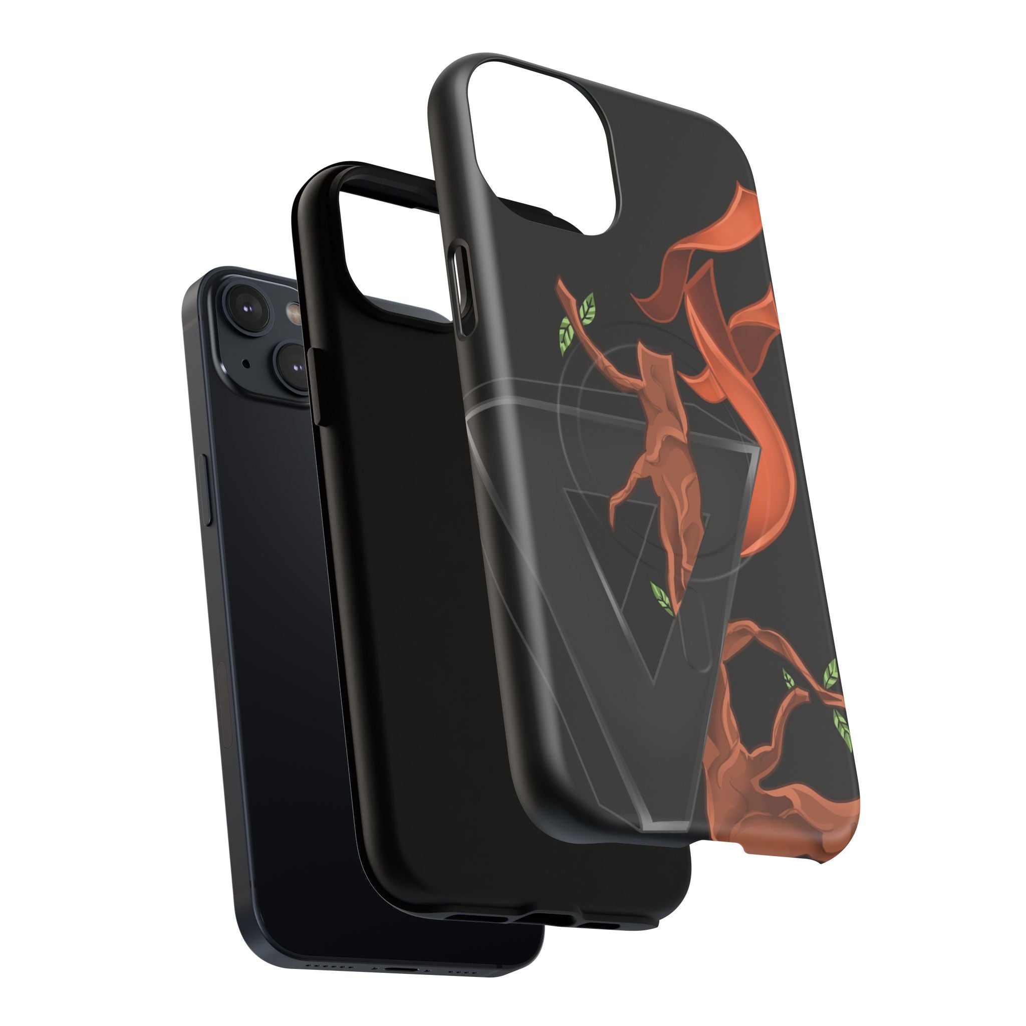 Phone Case — Geometric V with Flaming Tree Design Magnetic Tough Case