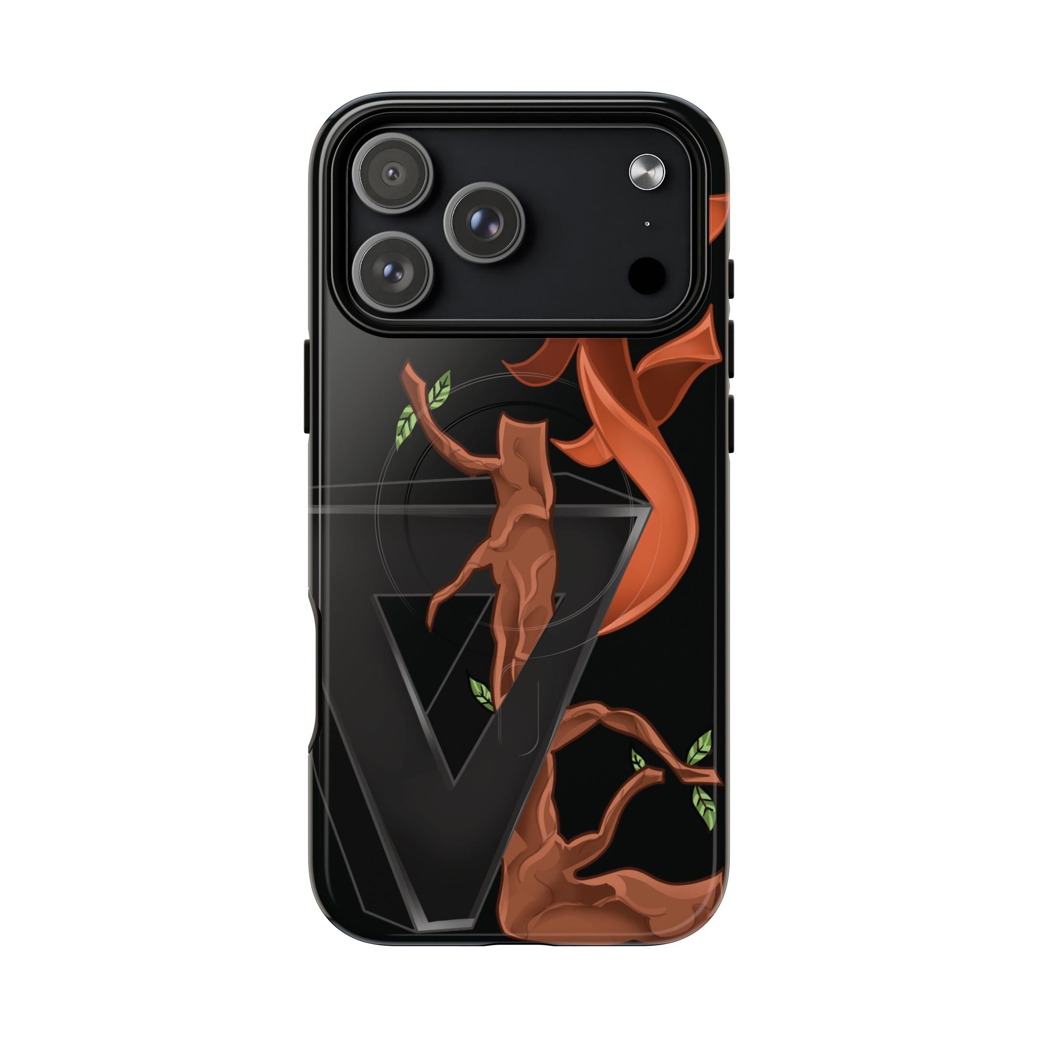 Phone Case — Geometric V with Flaming Tree Design Magnetic Tough Case