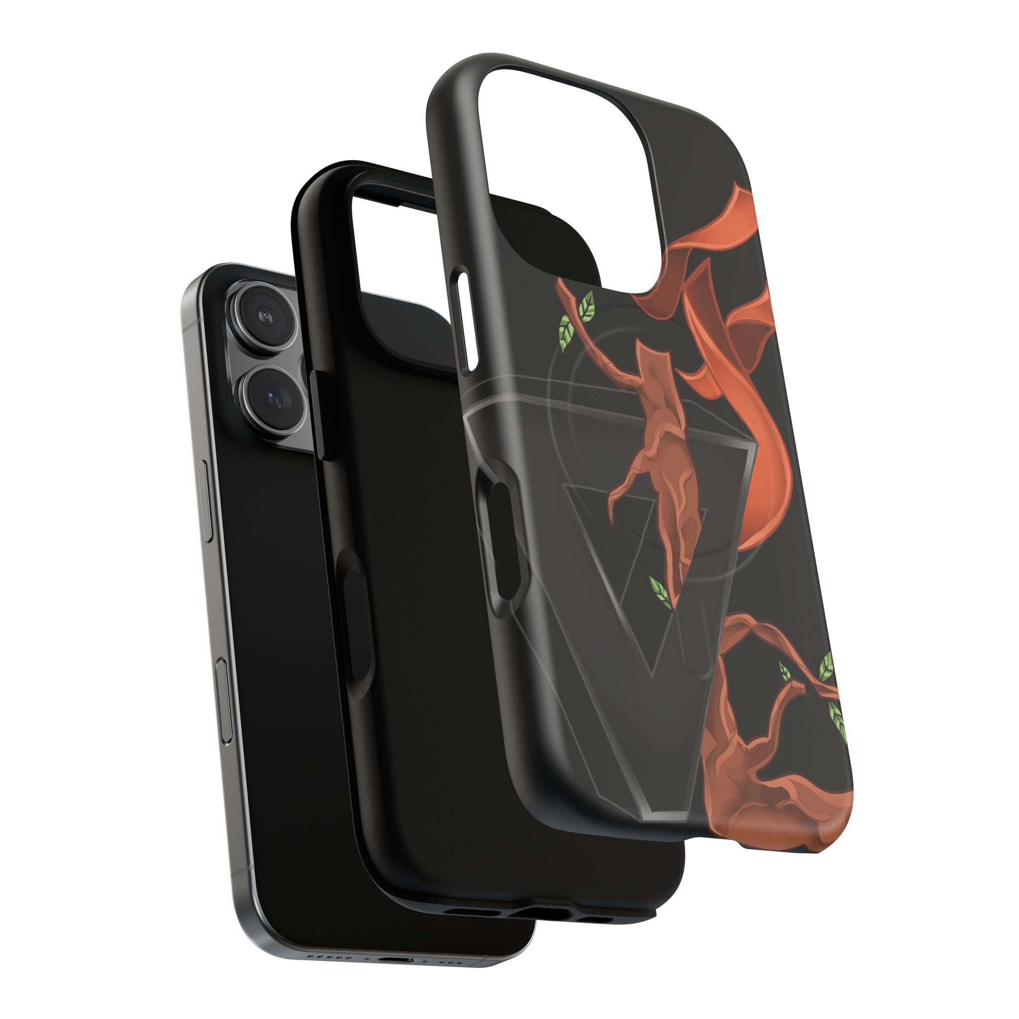 Phone Case — Geometric V with Flaming Tree Design Magnetic Tough Case
