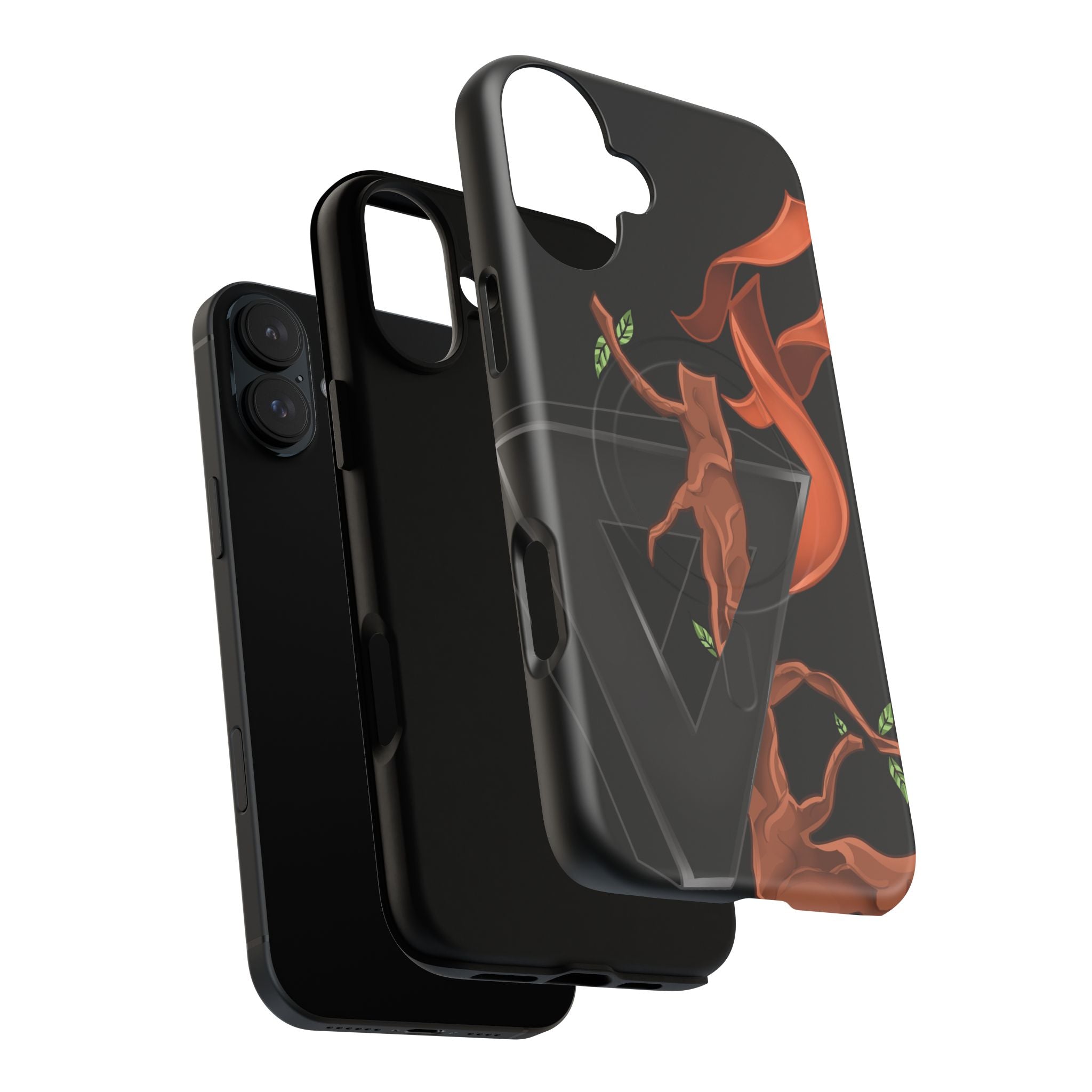 Phone Case — Geometric V with Flaming Tree Design Magnetic Tough Case