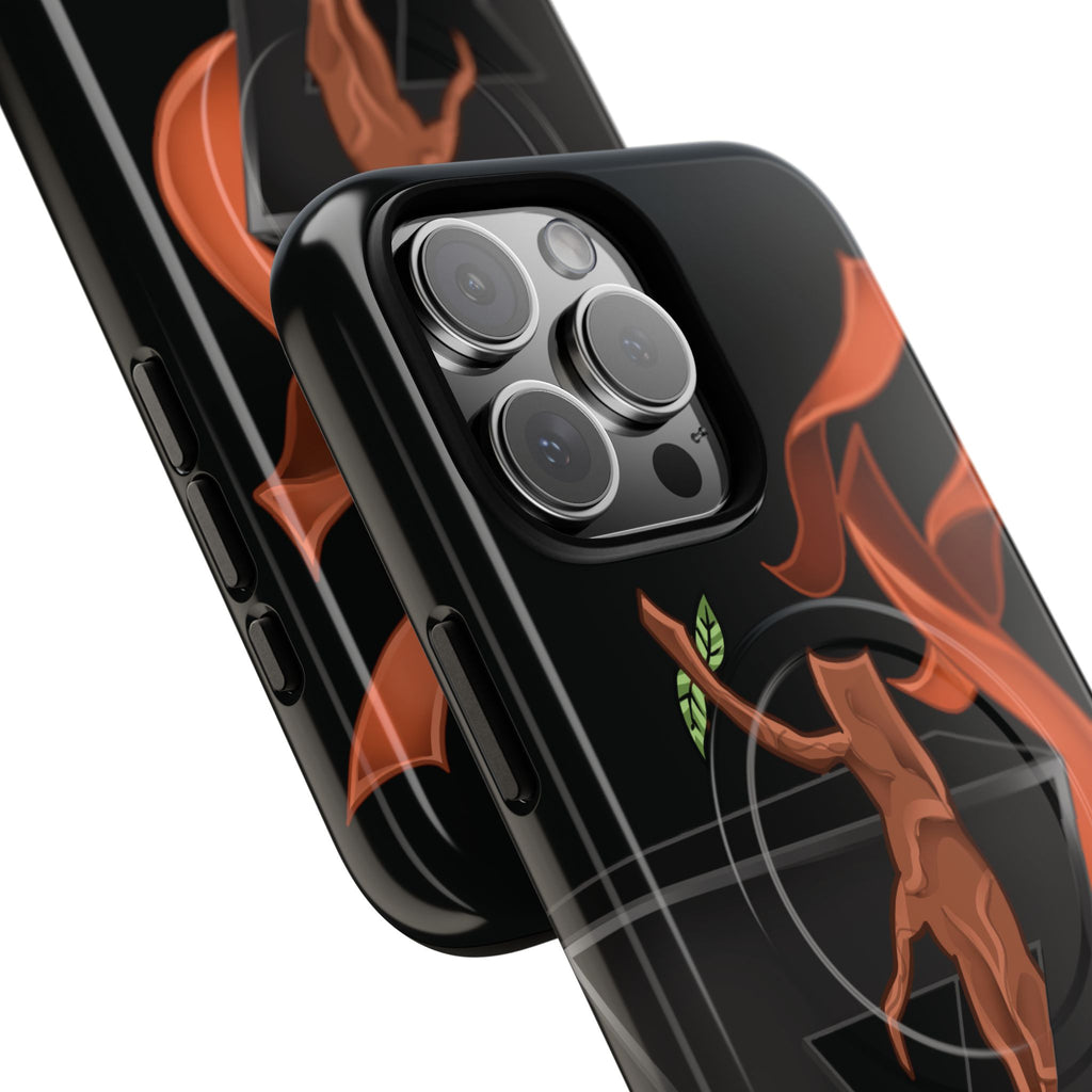 Phone Case — Geometric V with Flaming Tree Design Magnetic Tough Case