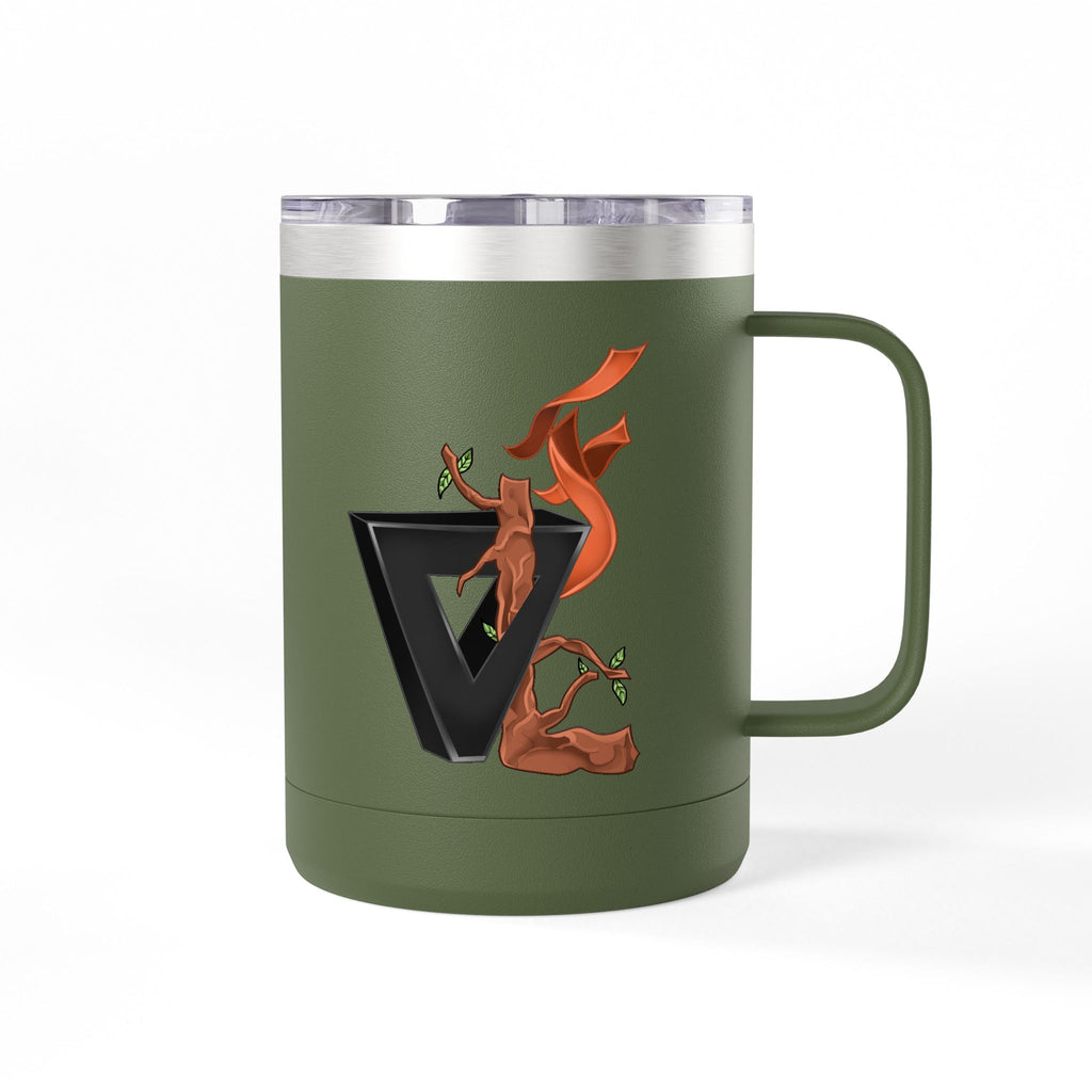 15oz Coffee Tumbler Mug with Rooster Illustration — Insulated Travel Cup