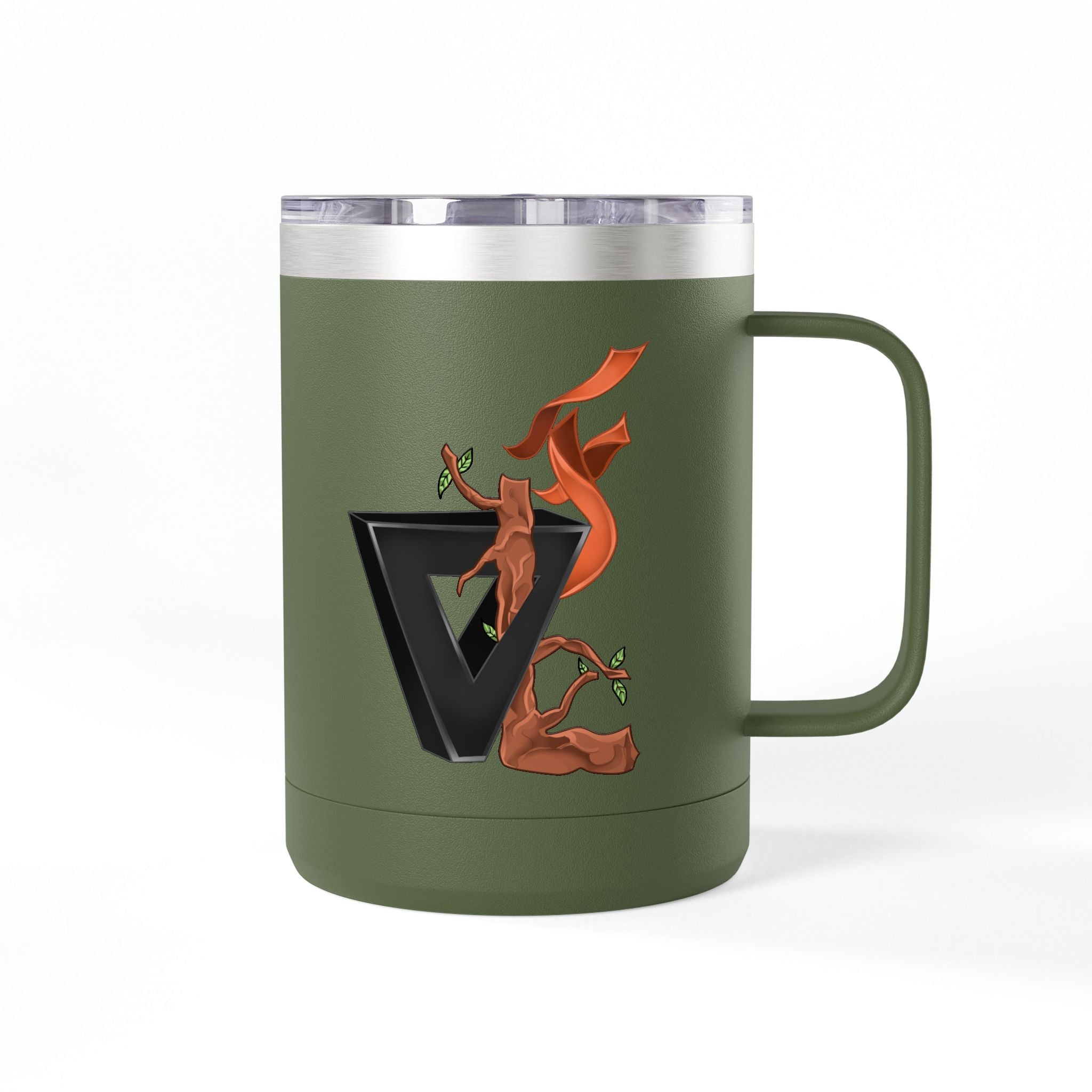 15oz Coffee Tumbler Mug with Rooster Illustration — Insulated Travel Cup