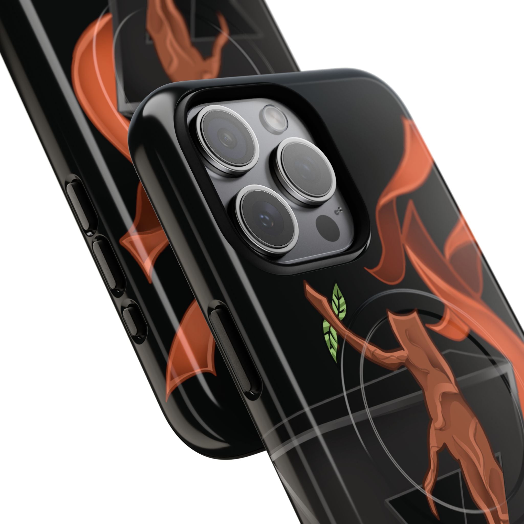 Phone Case — Geometric V with Flaming Tree Design Magnetic Tough Case