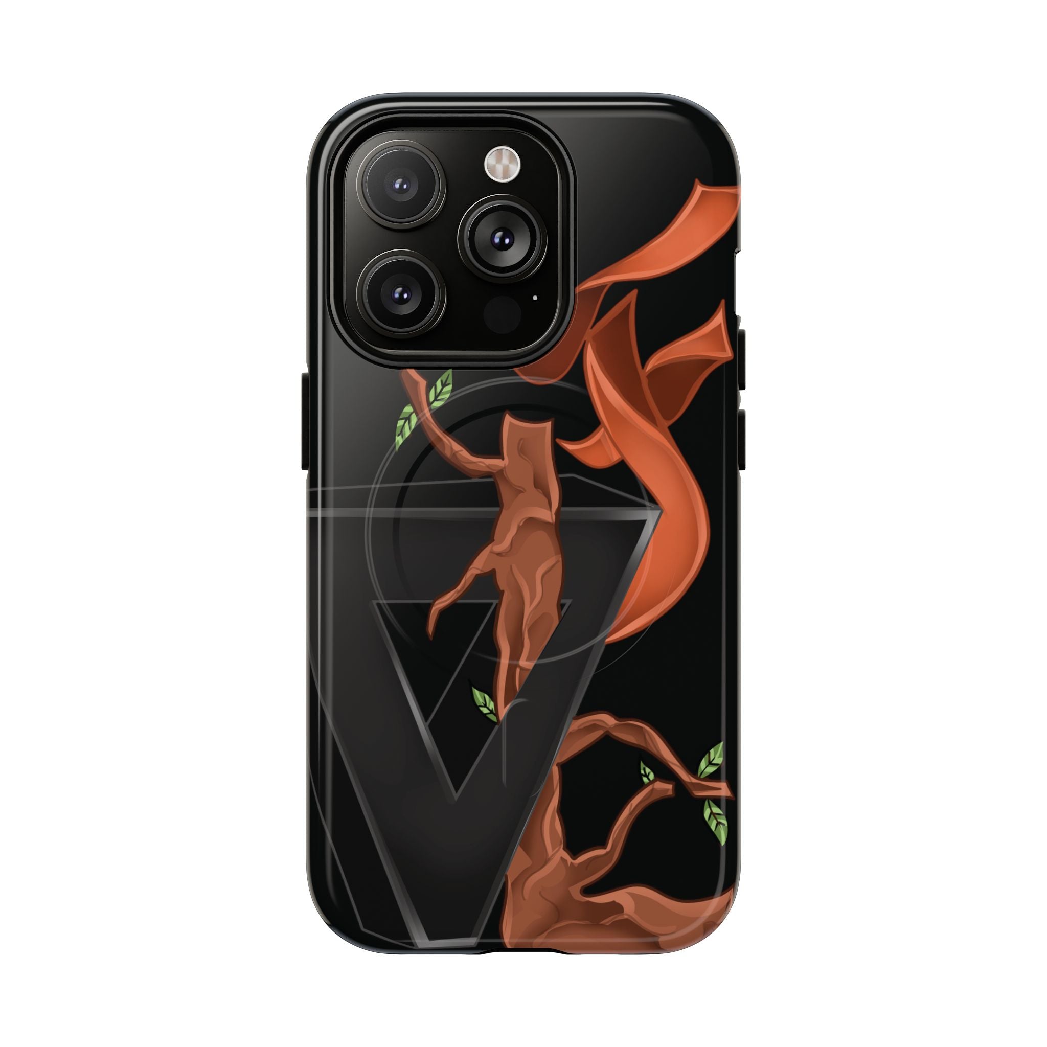 Phone Case — Geometric V with Flaming Tree Design Magnetic Tough Case