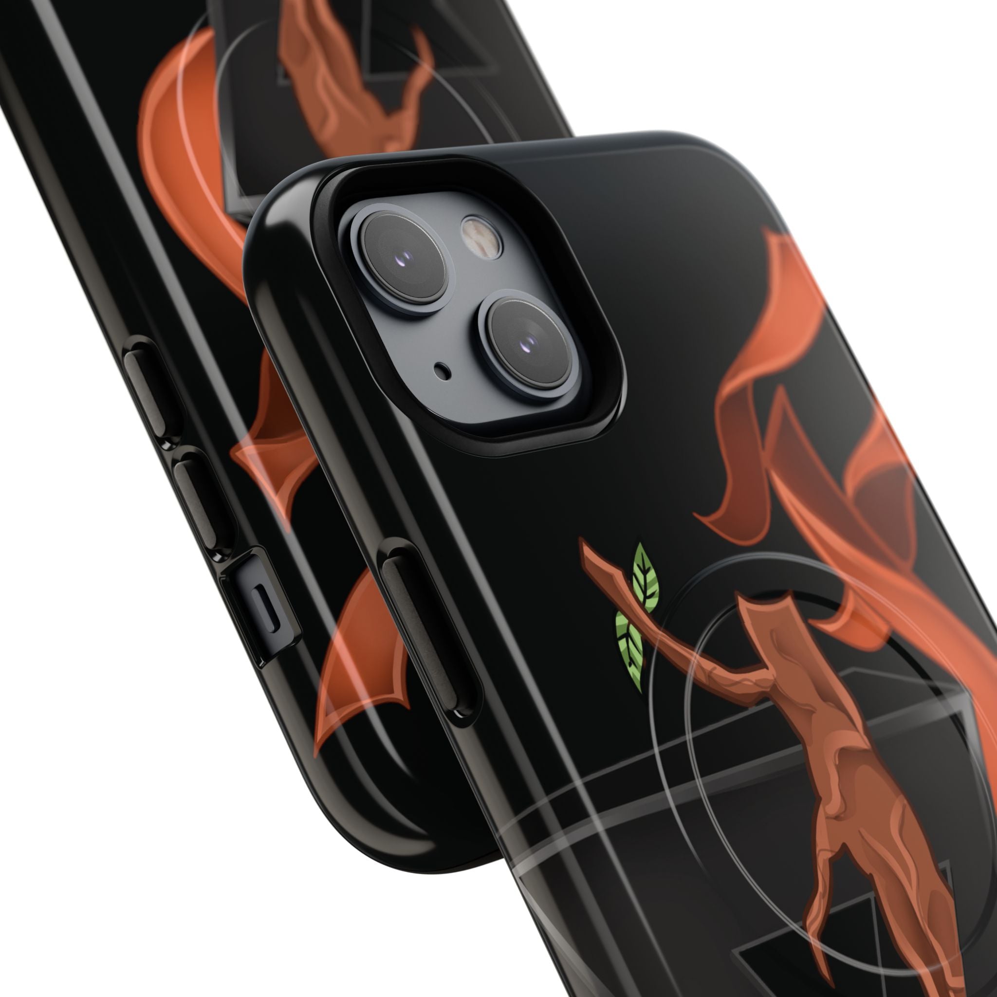 Phone Case — Geometric V with Flaming Tree Design Magnetic Tough Case