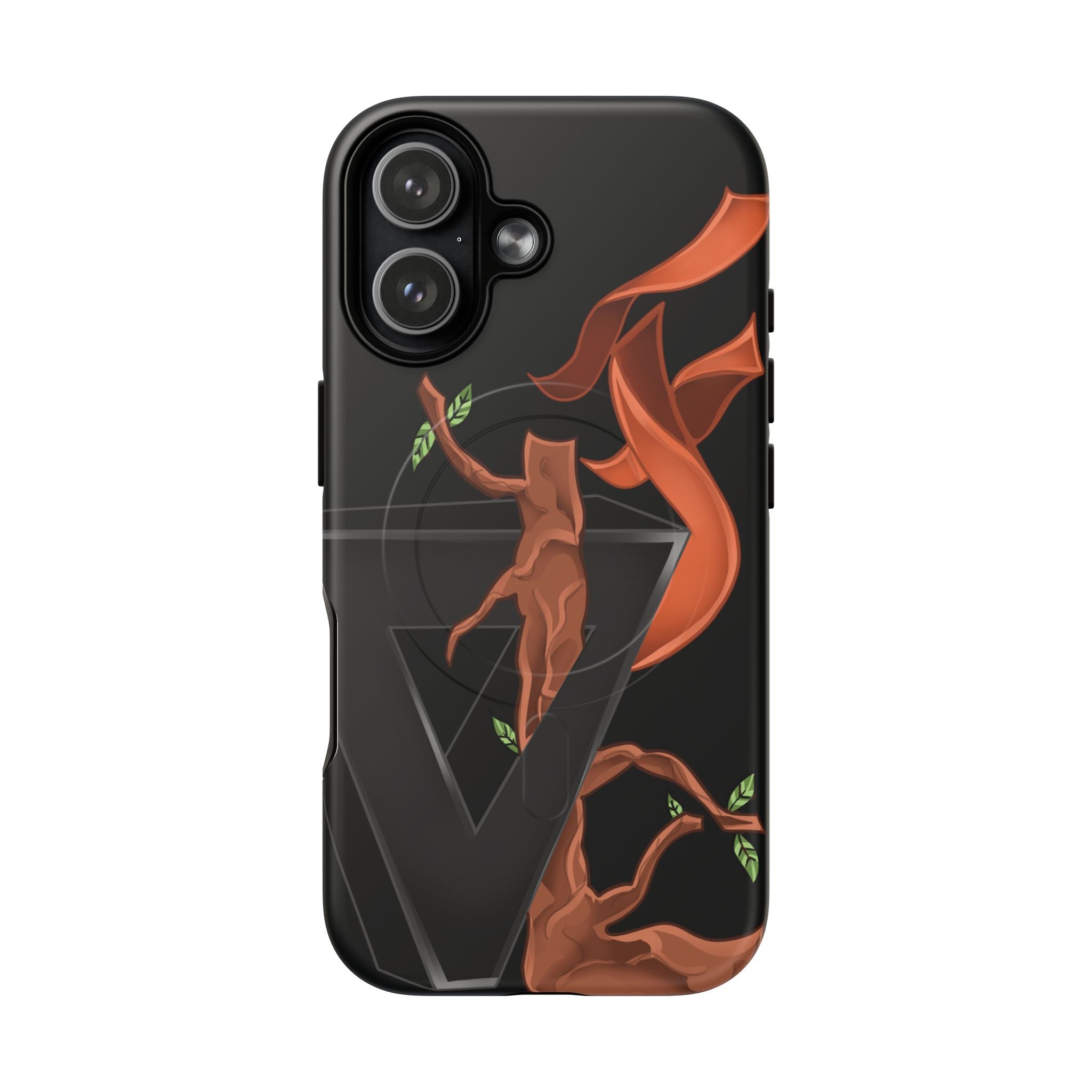 Phone Case — Geometric V with Flaming Tree Design Magnetic Tough Case