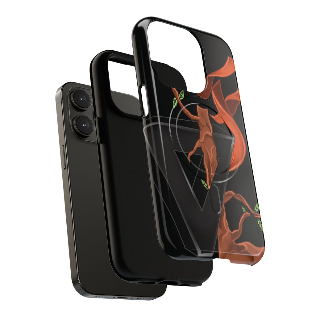 Phone Case — Geometric V with Flaming Tree Design Magnetic Tough Case