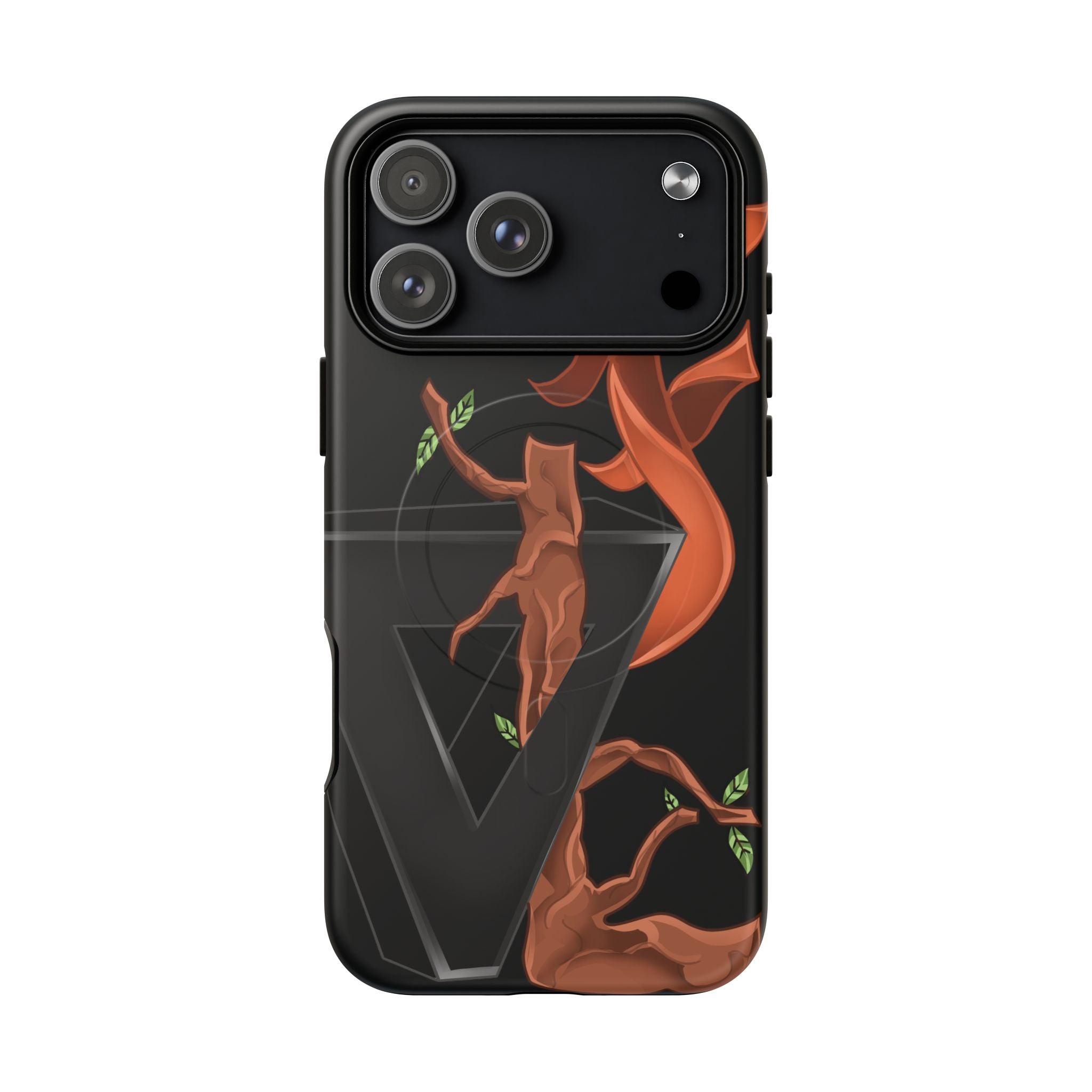 Phone Case — Geometric V with Flaming Tree Design Magnetic Tough Case
