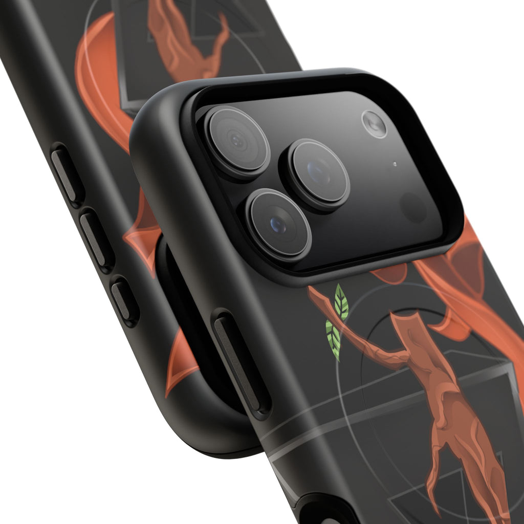 Phone Case — Geometric V with Flaming Tree Design Magnetic Tough Case
