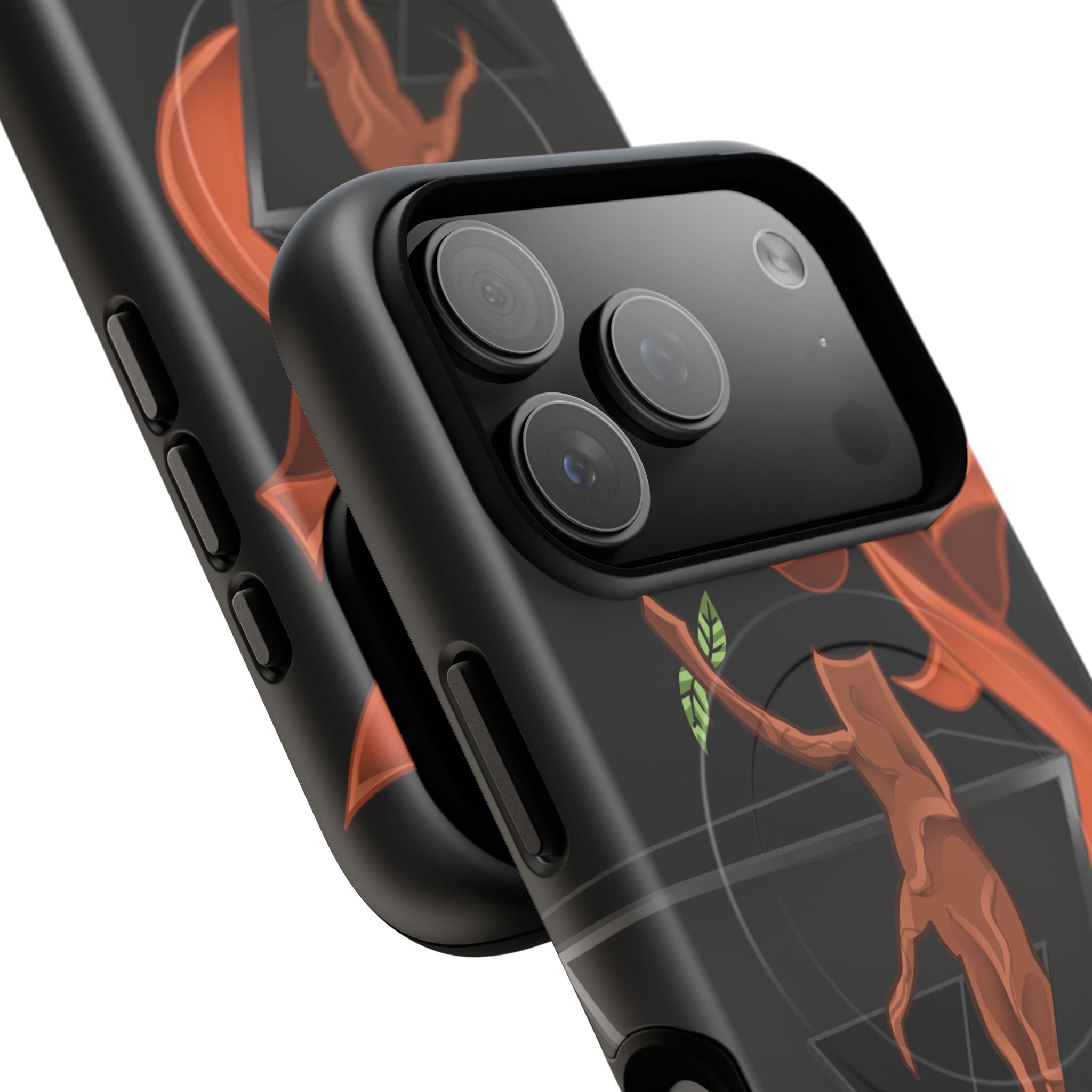 Phone Case — Geometric V with Flaming Tree Design Magnetic Tough Case