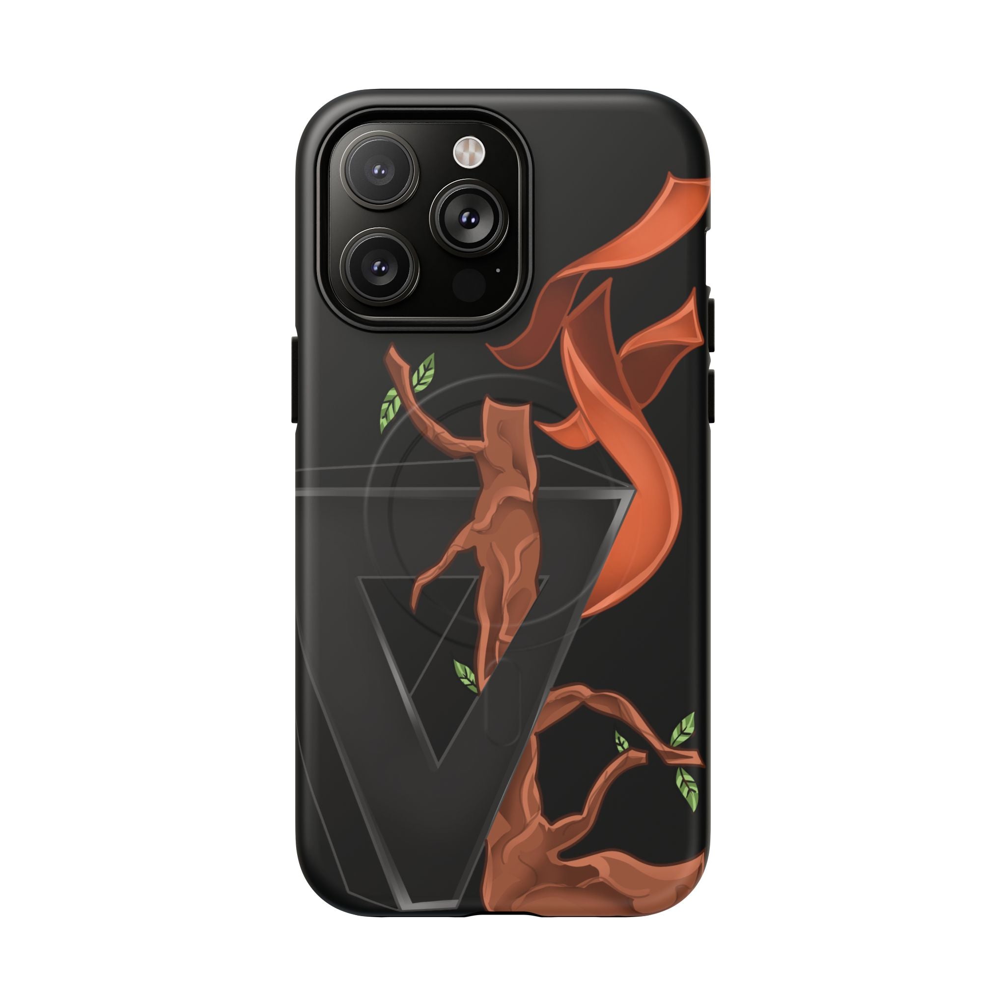 Phone Case — Geometric V with Flaming Tree Design Magnetic Tough Case