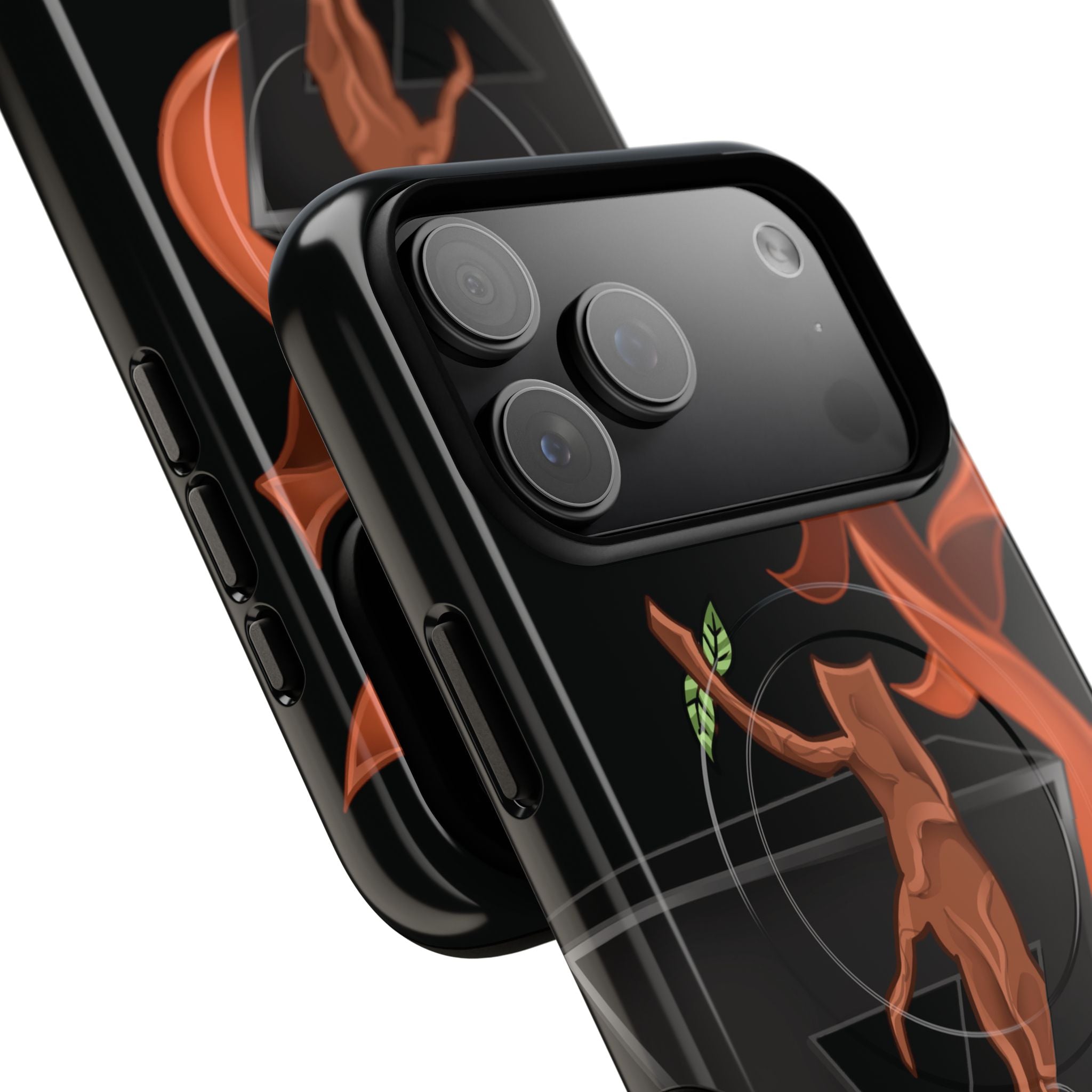 Phone Case — Geometric V with Flaming Tree Design Magnetic Tough Case