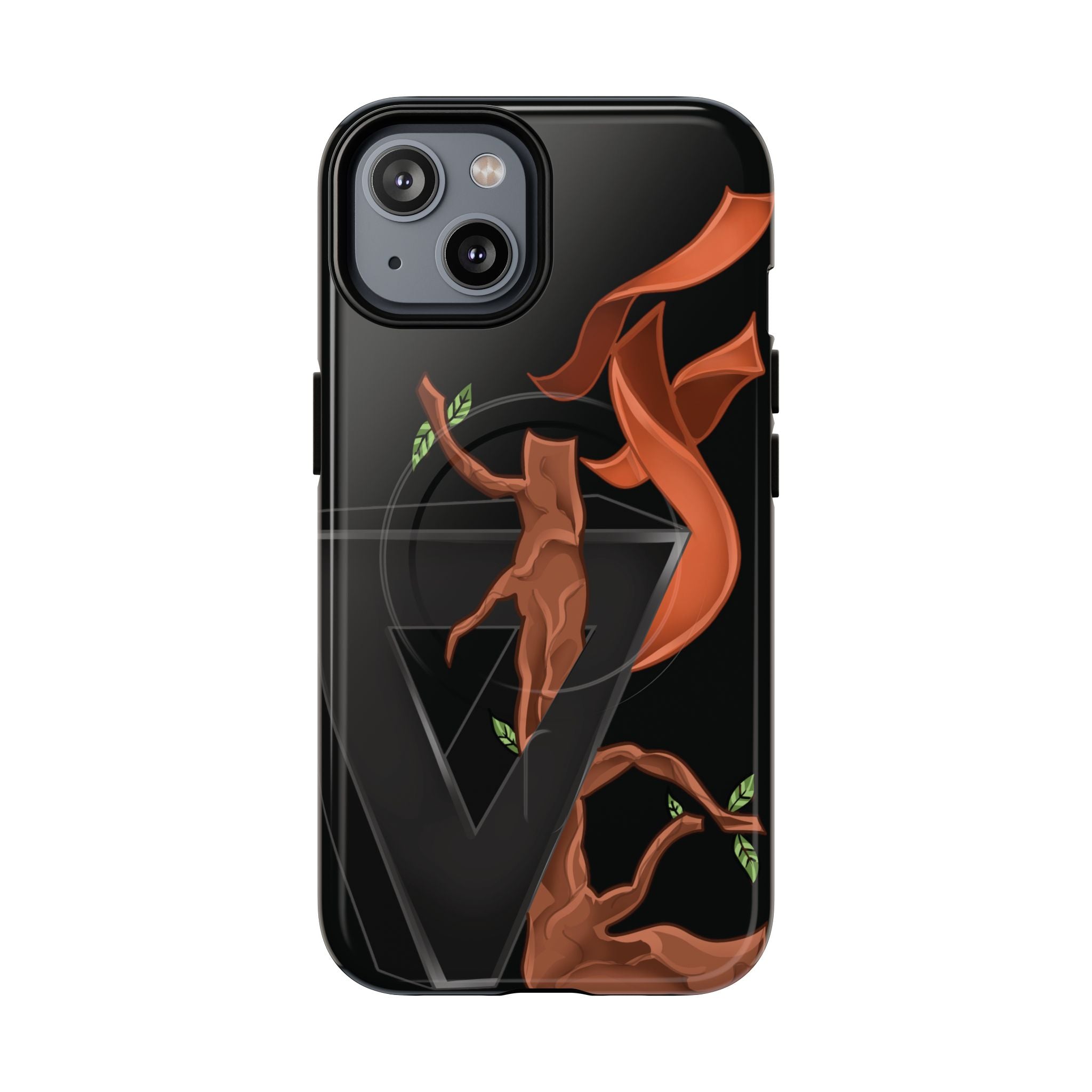 Phone Case — Geometric V with Flaming Tree Design Magnetic Tough Case
