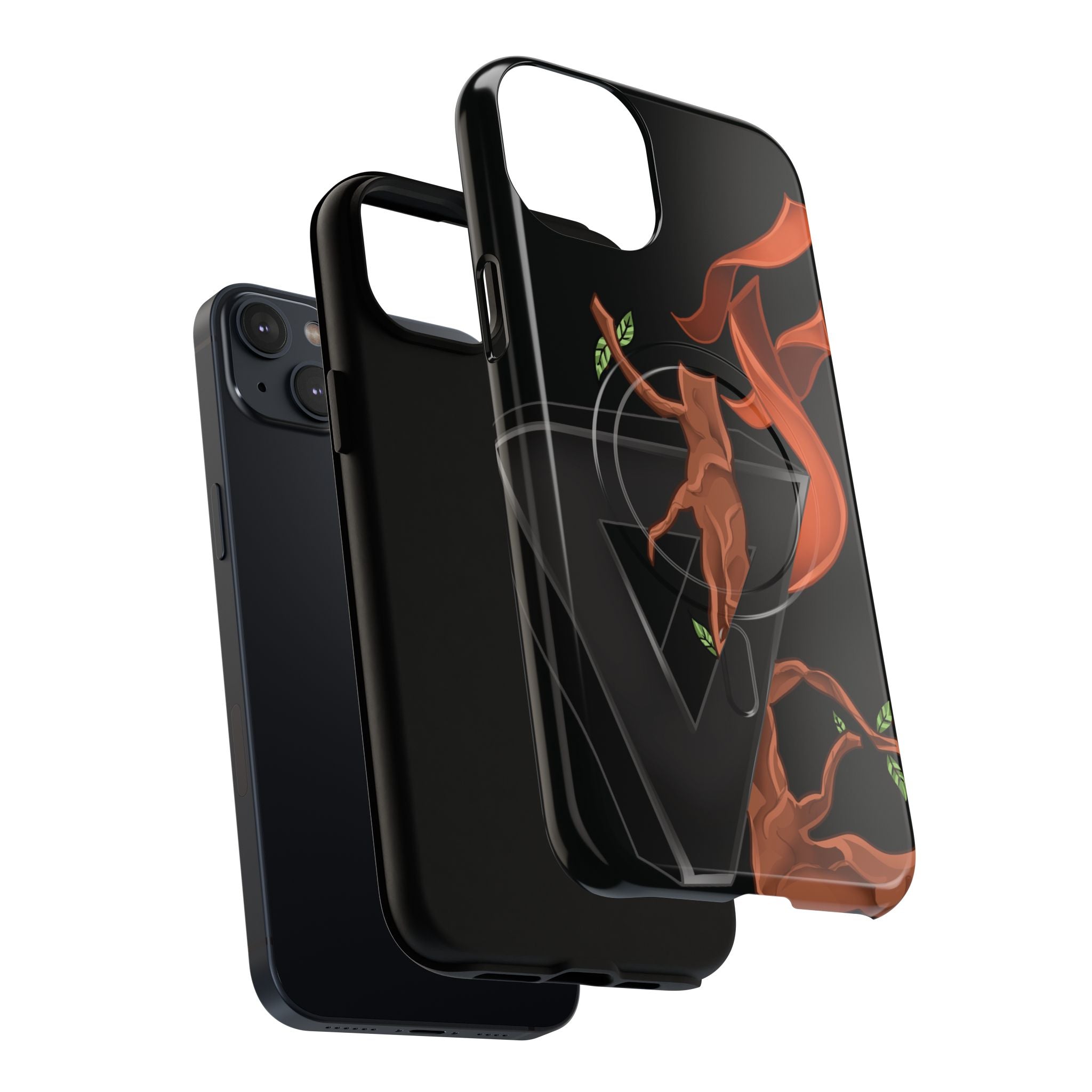 Phone Case — Geometric V with Flaming Tree Design Magnetic Tough Case