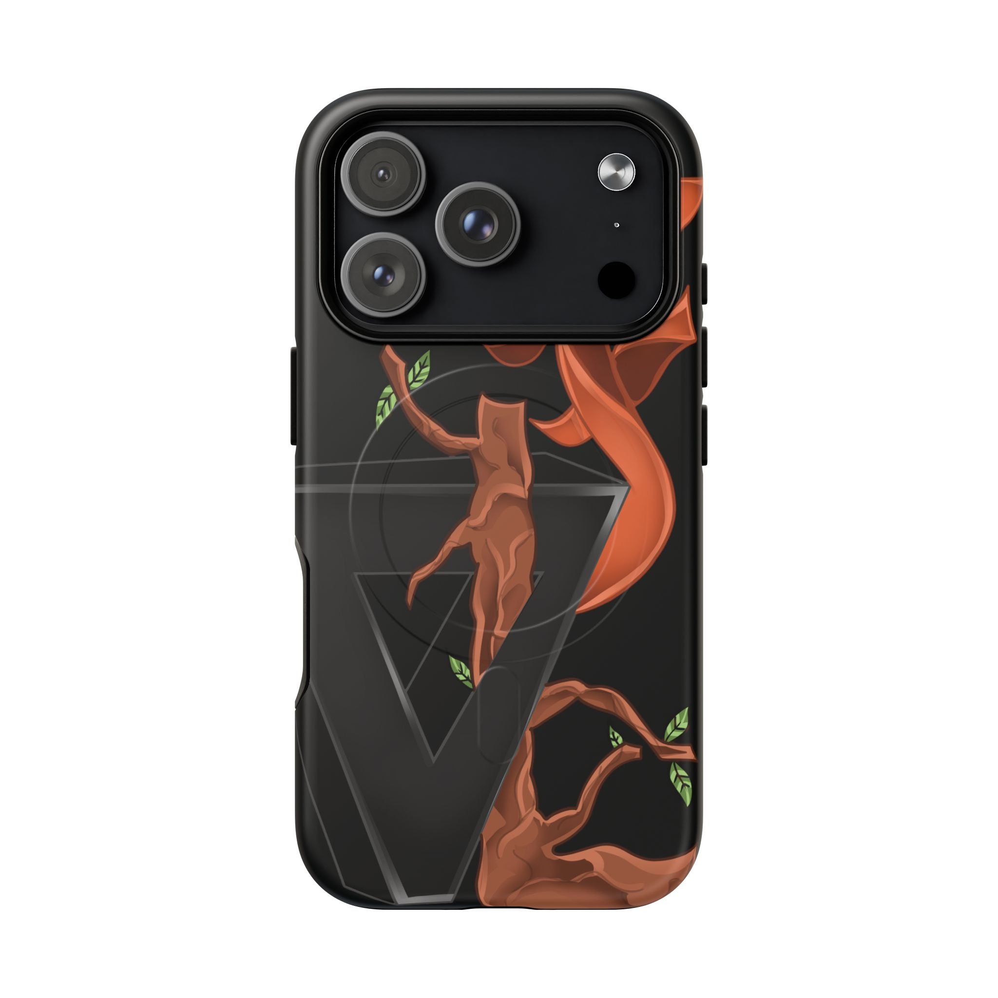 Phone Case — Geometric V with Flaming Tree Design Magnetic Tough Case