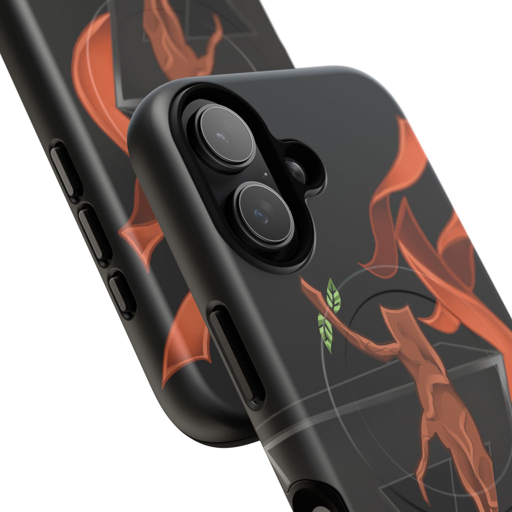 Phone Case — Geometric V with Flaming Tree Design Magnetic Tough Case