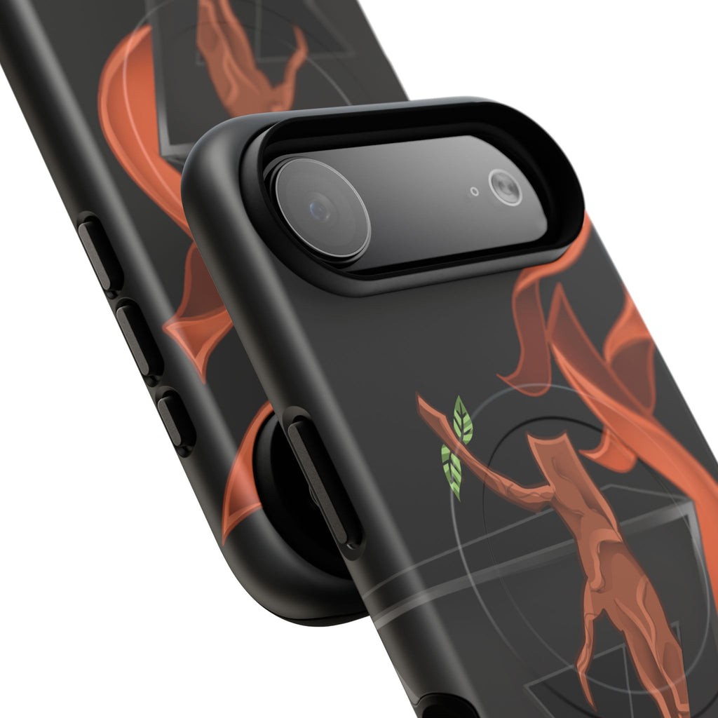 Phone Case — Geometric V with Flaming Tree Design Magnetic Tough Case