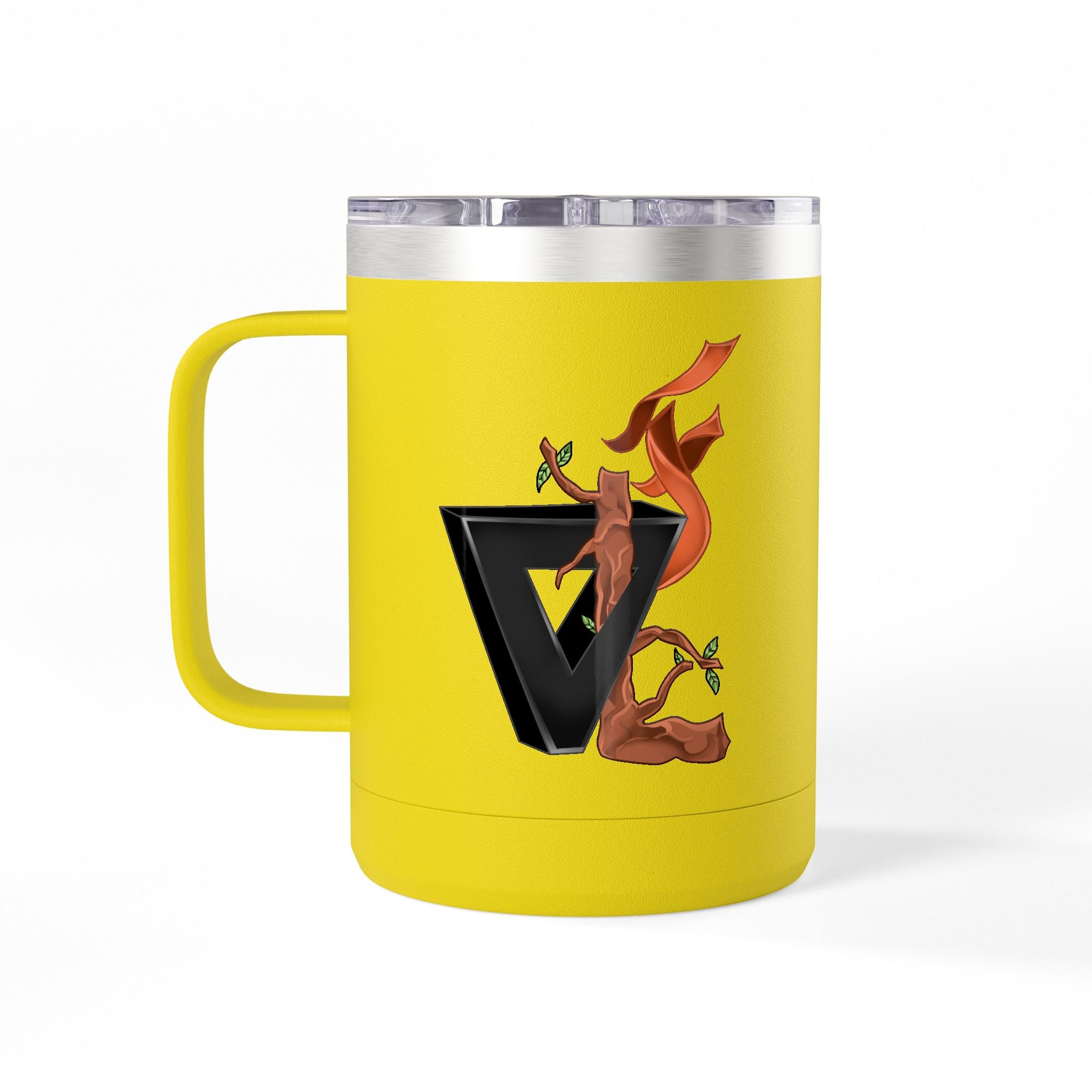 15oz Coffee Tumbler Mug with Rooster Illustration — Insulated Travel Cup