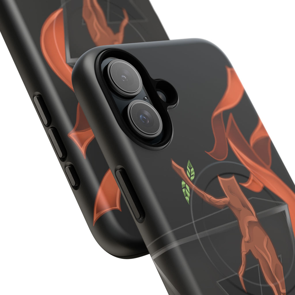 Phone Case — Geometric V with Flaming Tree Design Magnetic Tough Case