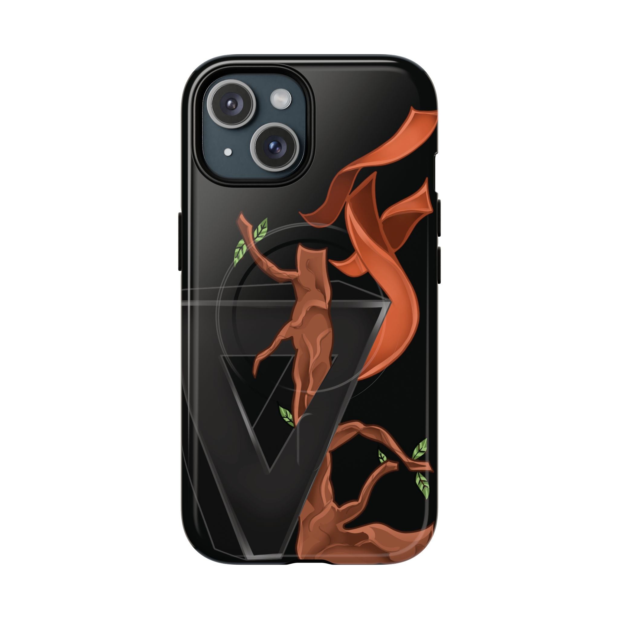 Phone Case — Geometric V with Flaming Tree Design Magnetic Tough Case
