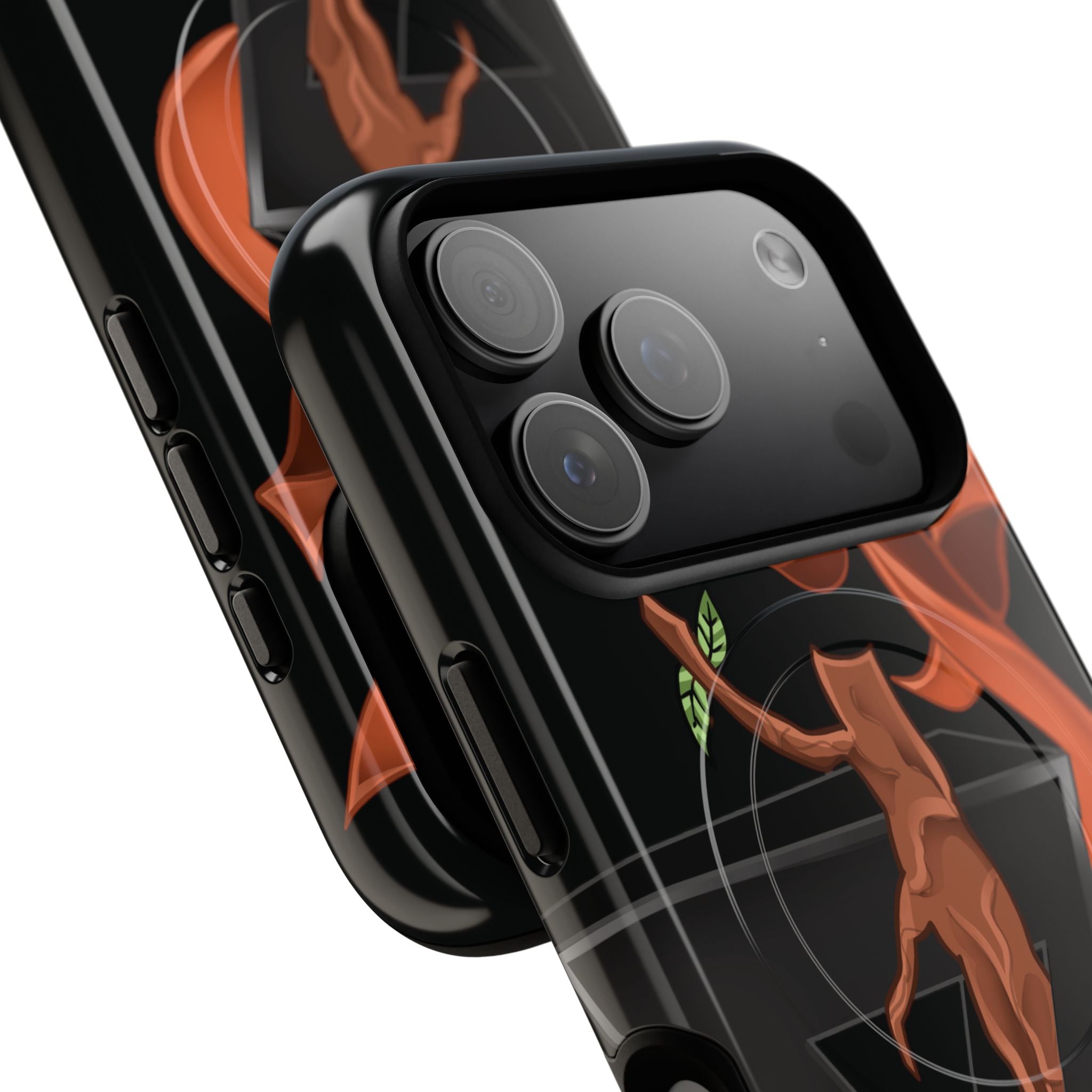 Phone Case — Geometric V with Flaming Tree Design Magnetic Tough Case