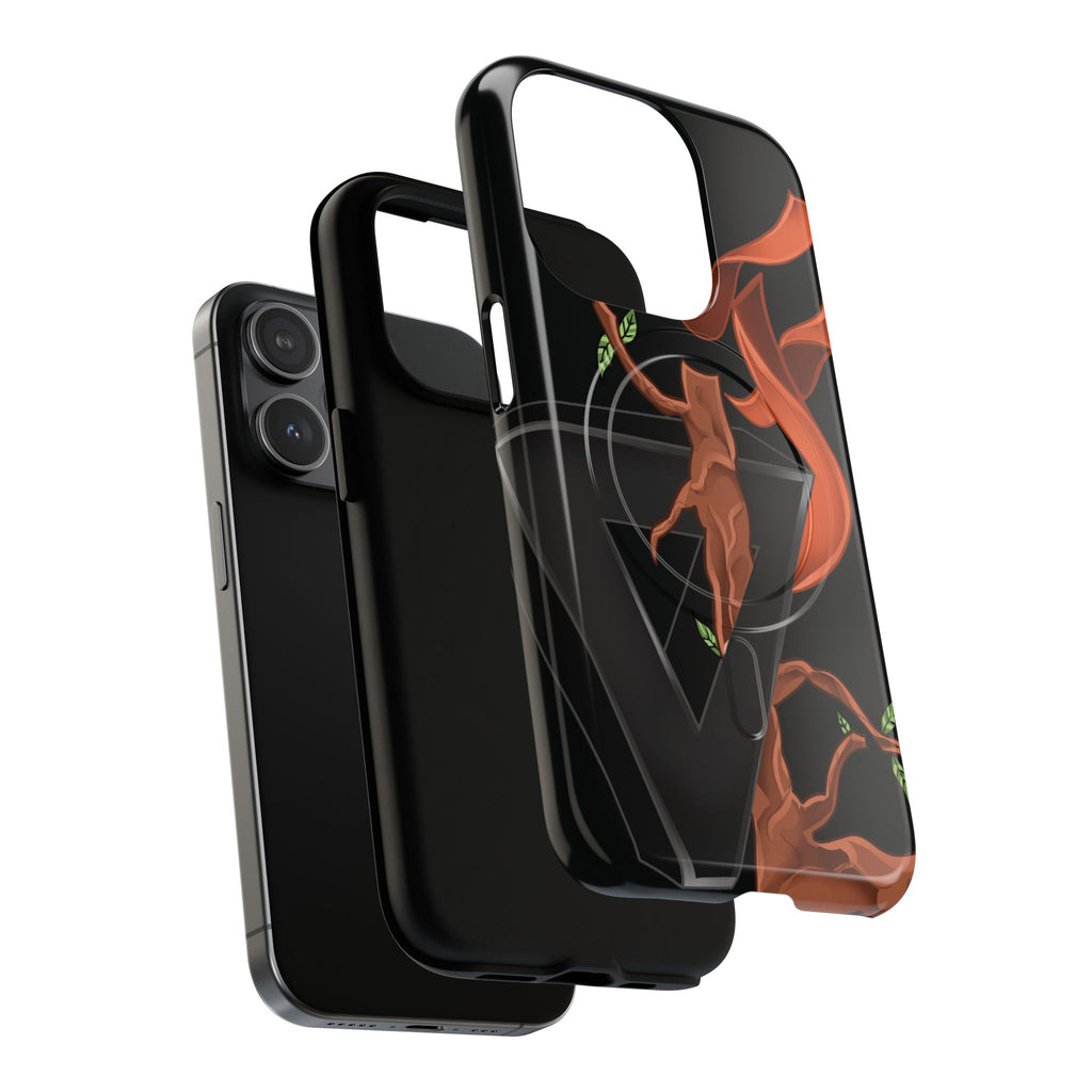 Phone Case — Geometric V with Flaming Tree Design Magnetic Tough Case