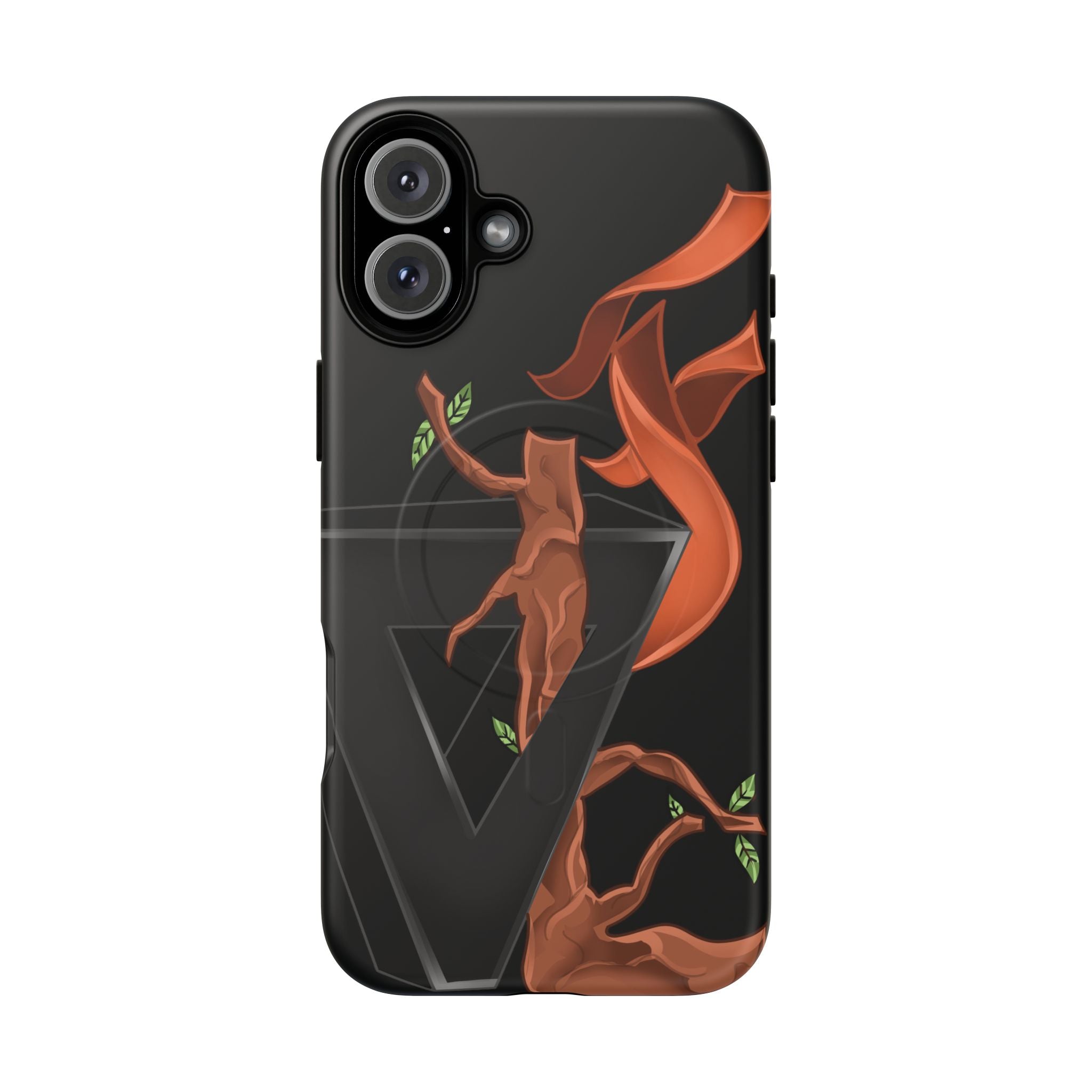 Phone Case — Geometric V with Flaming Tree Design Magnetic Tough Case