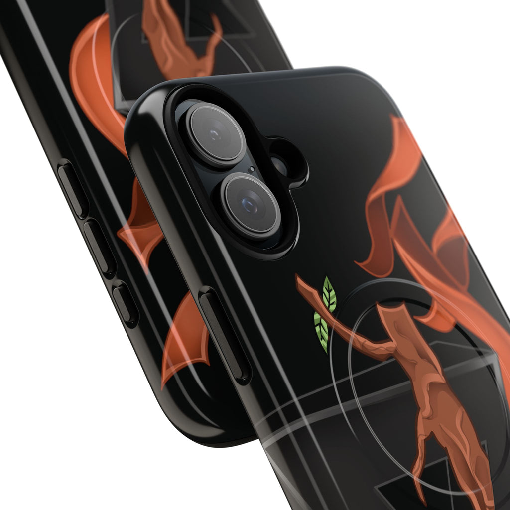 Phone Case — Geometric V with Flaming Tree Design Magnetic Tough Case
