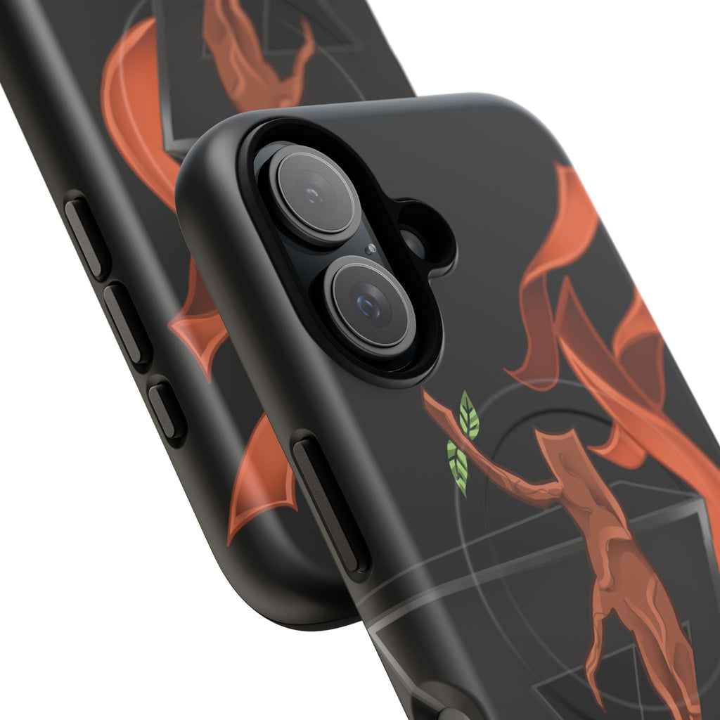 Phone Case — Geometric V with Flaming Tree Design Magnetic Tough Case