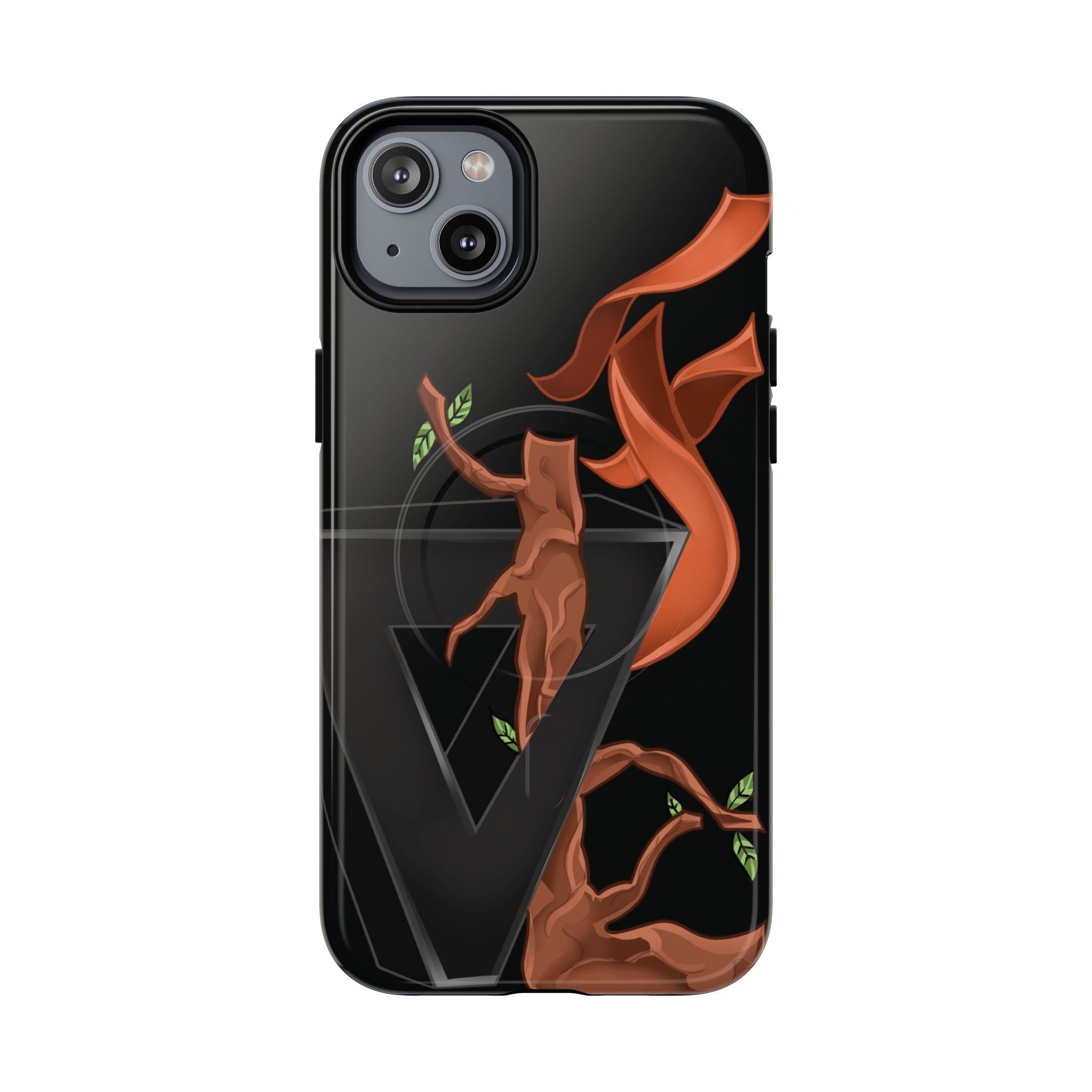 Phone Case — Geometric V with Flaming Tree Design Magnetic Tough Case