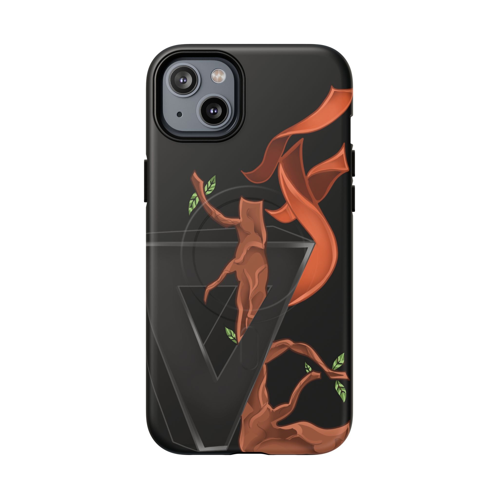 Phone Case — Geometric V with Flaming Tree Design Magnetic Tough Case