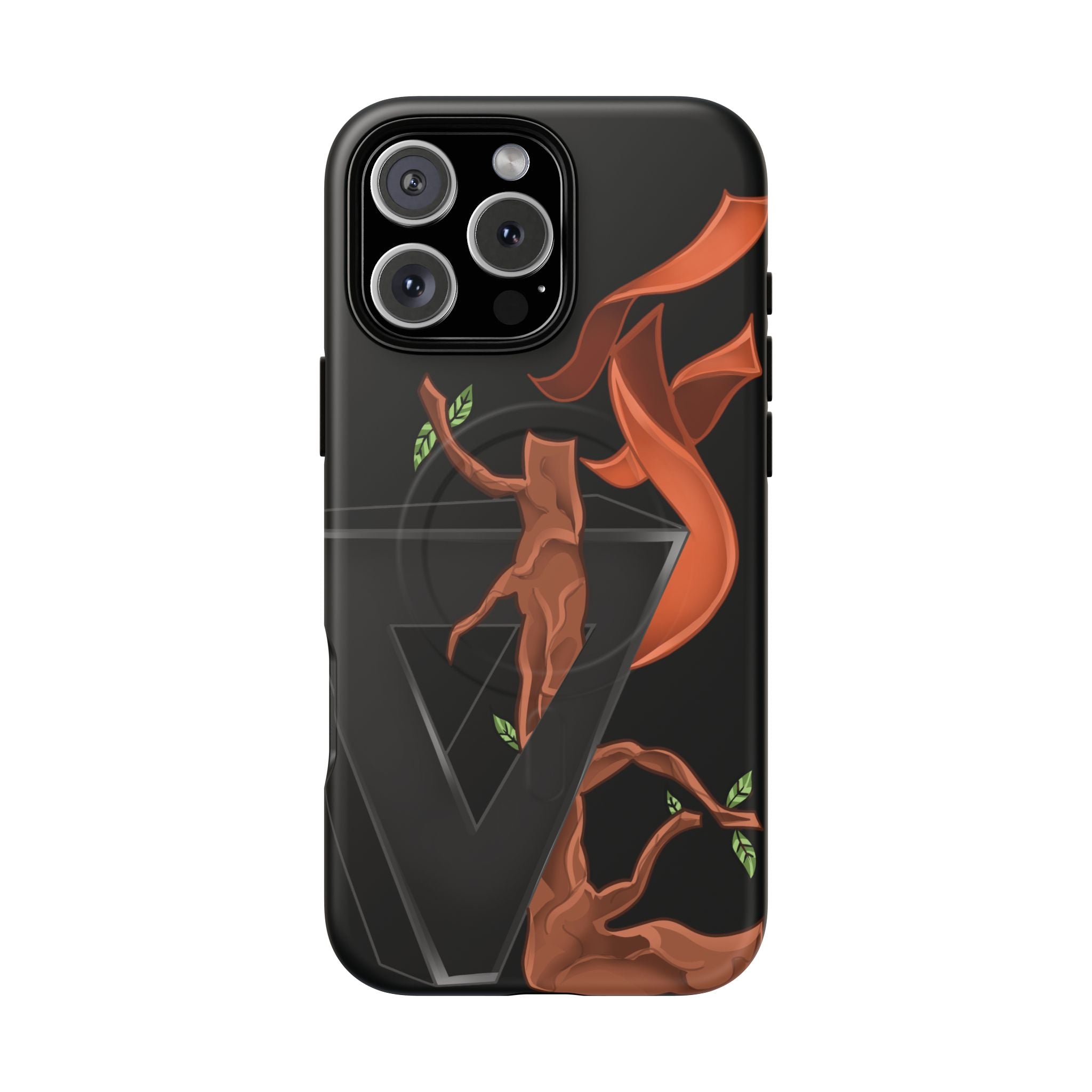 Phone Case — Geometric V with Flaming Tree Design Magnetic Tough Case