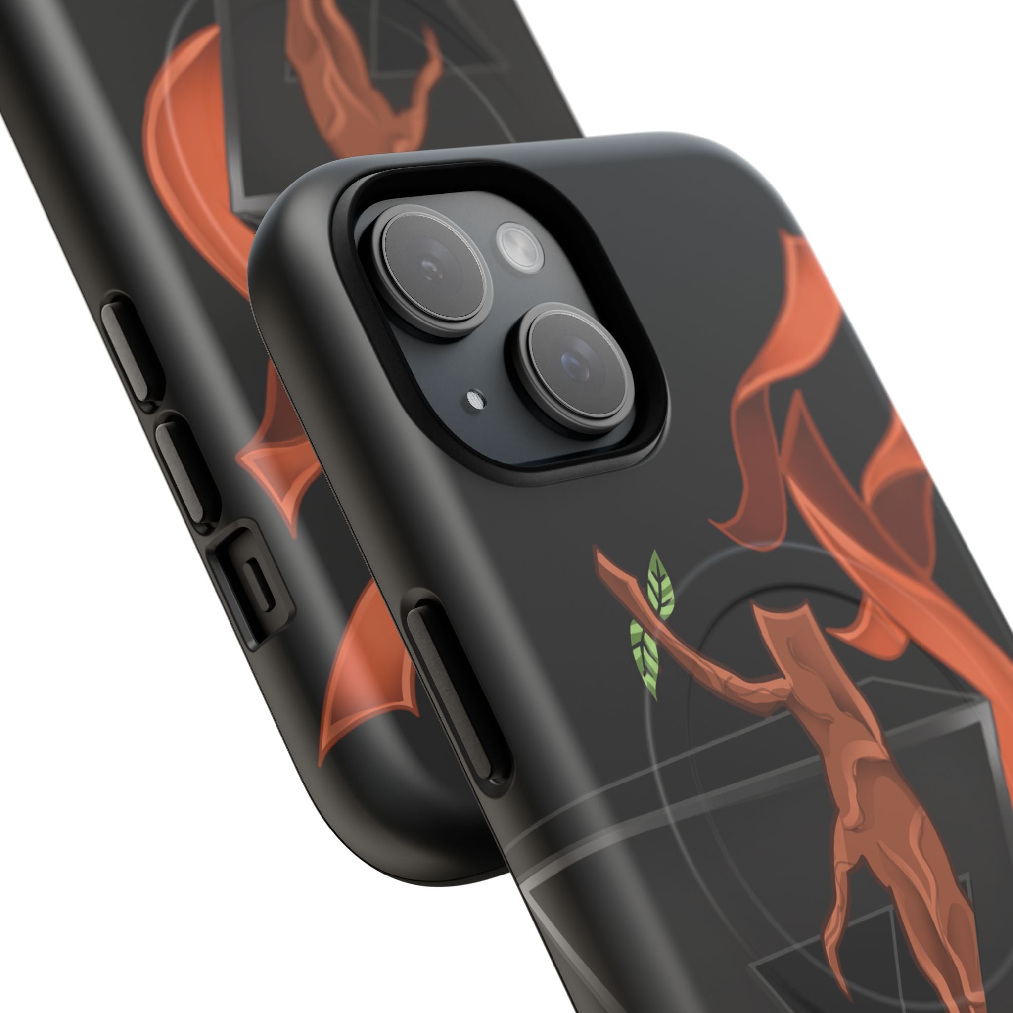 Phone Case — Geometric V with Flaming Tree Design Magnetic Tough Case