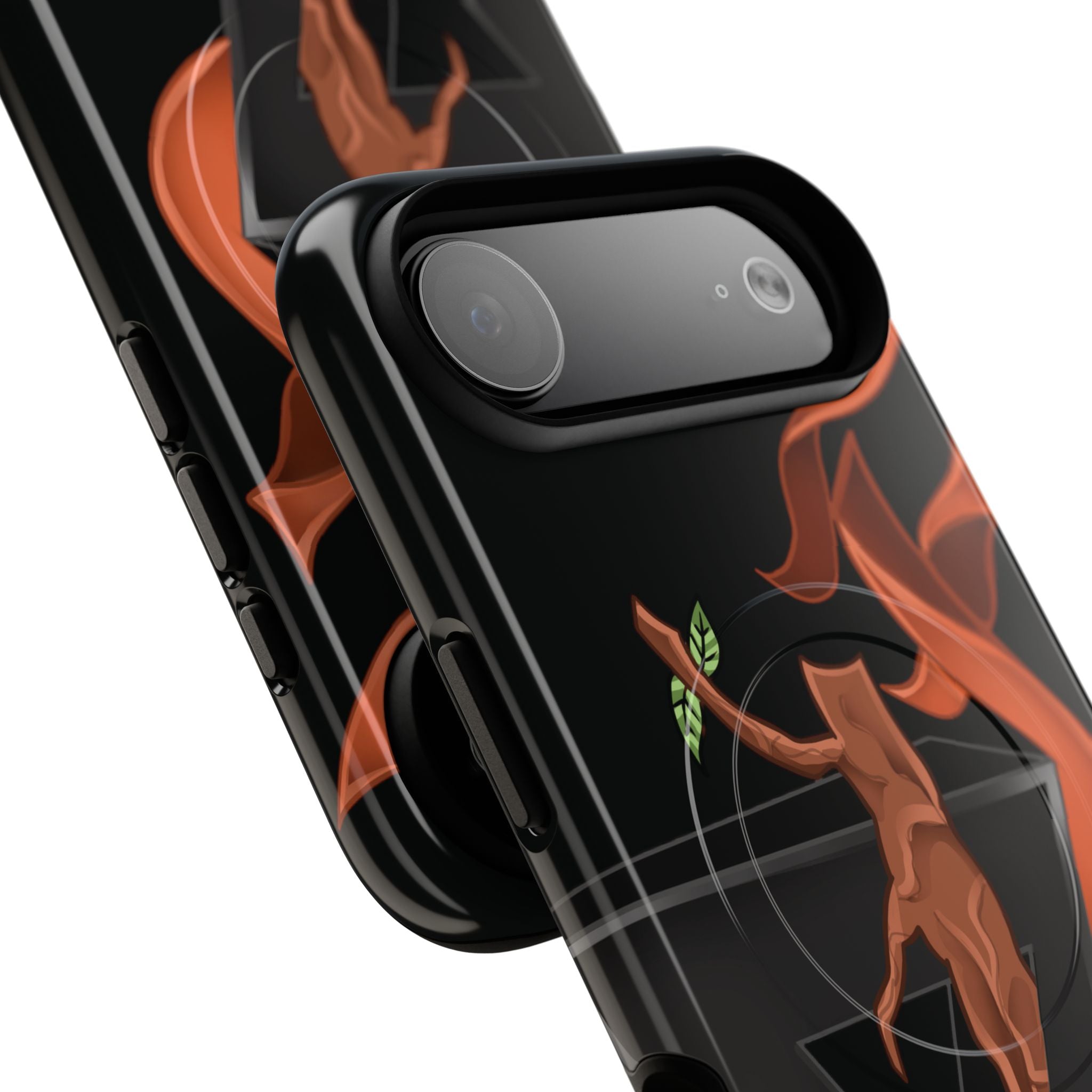 Phone Case — Geometric V with Flaming Tree Design Magnetic Tough Case