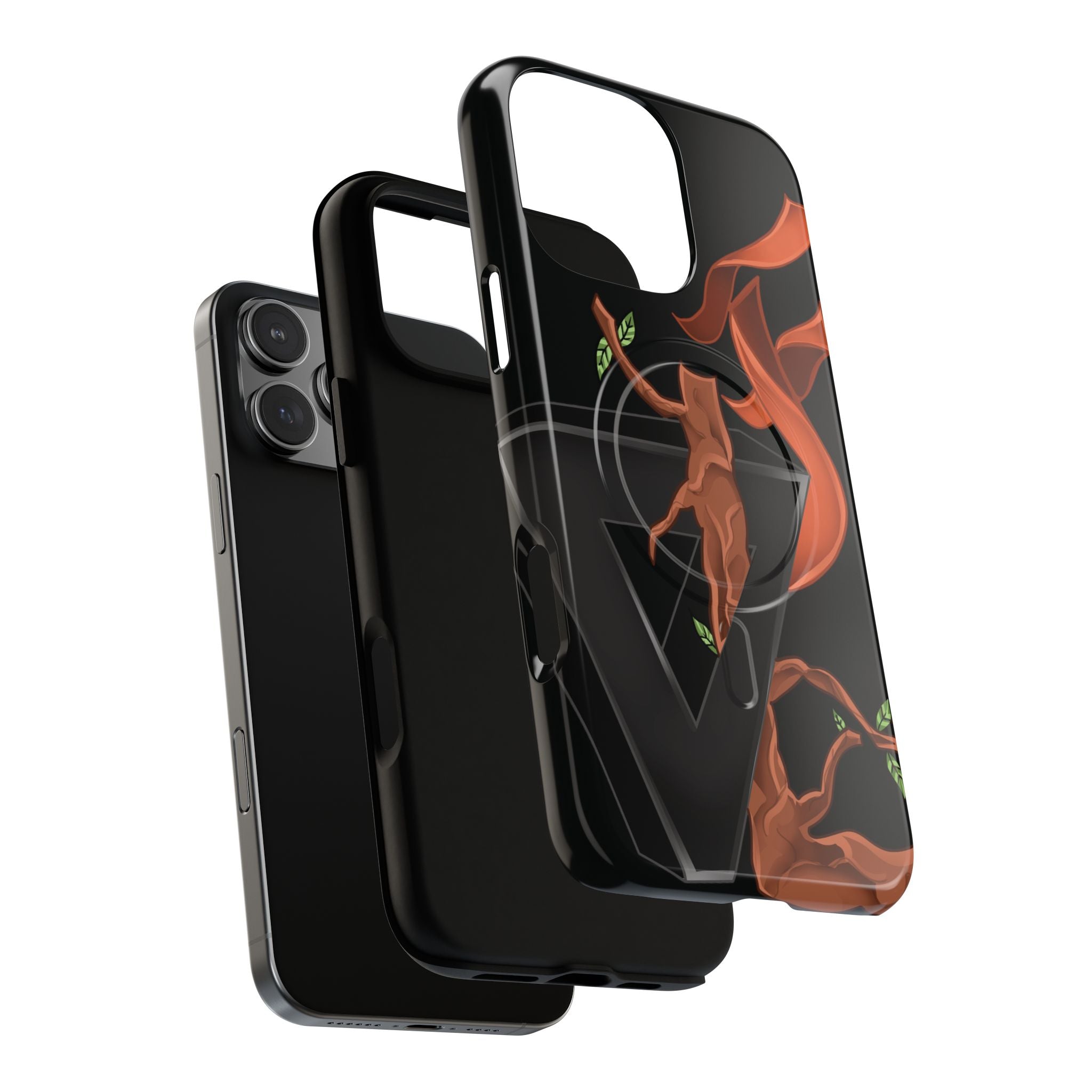 Phone Case — Geometric V with Flaming Tree Design Magnetic Tough Case