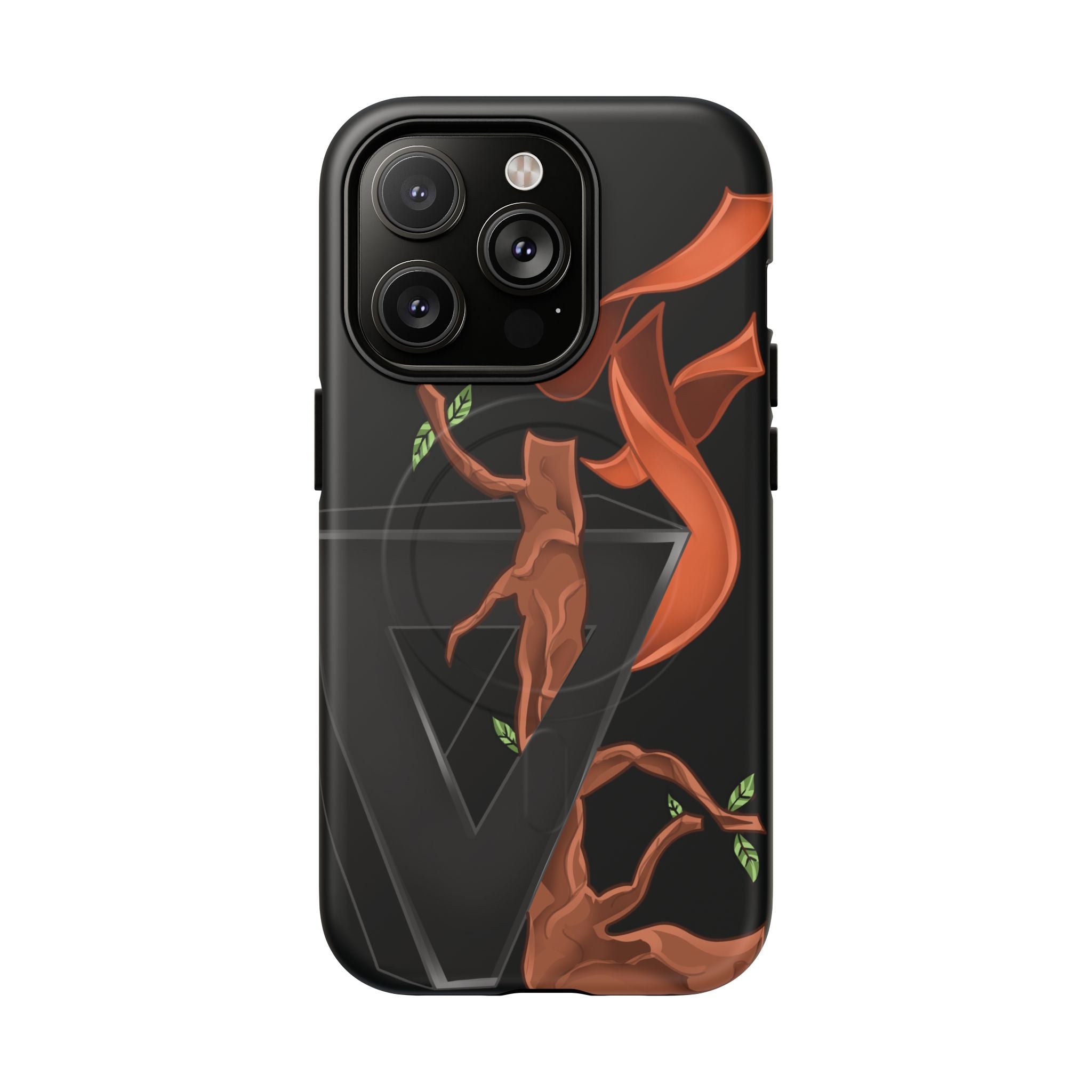 Phone Case — Geometric V with Flaming Tree Design Magnetic Tough Case