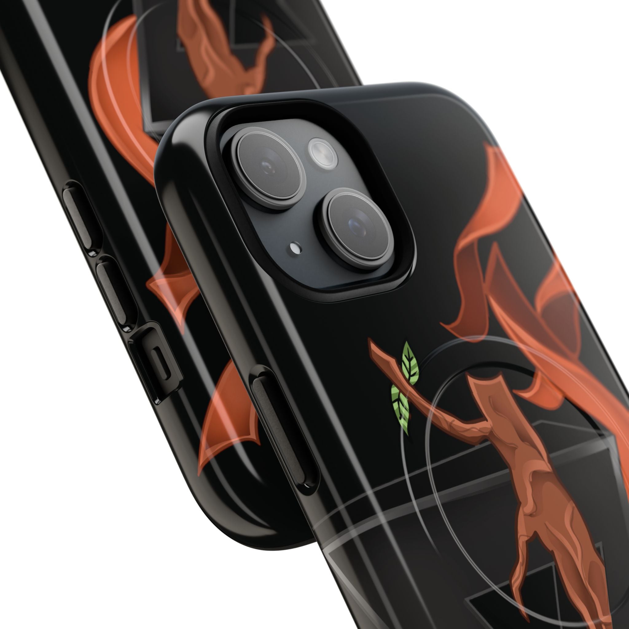 Phone Case — Geometric V with Flaming Tree Design Magnetic Tough Case