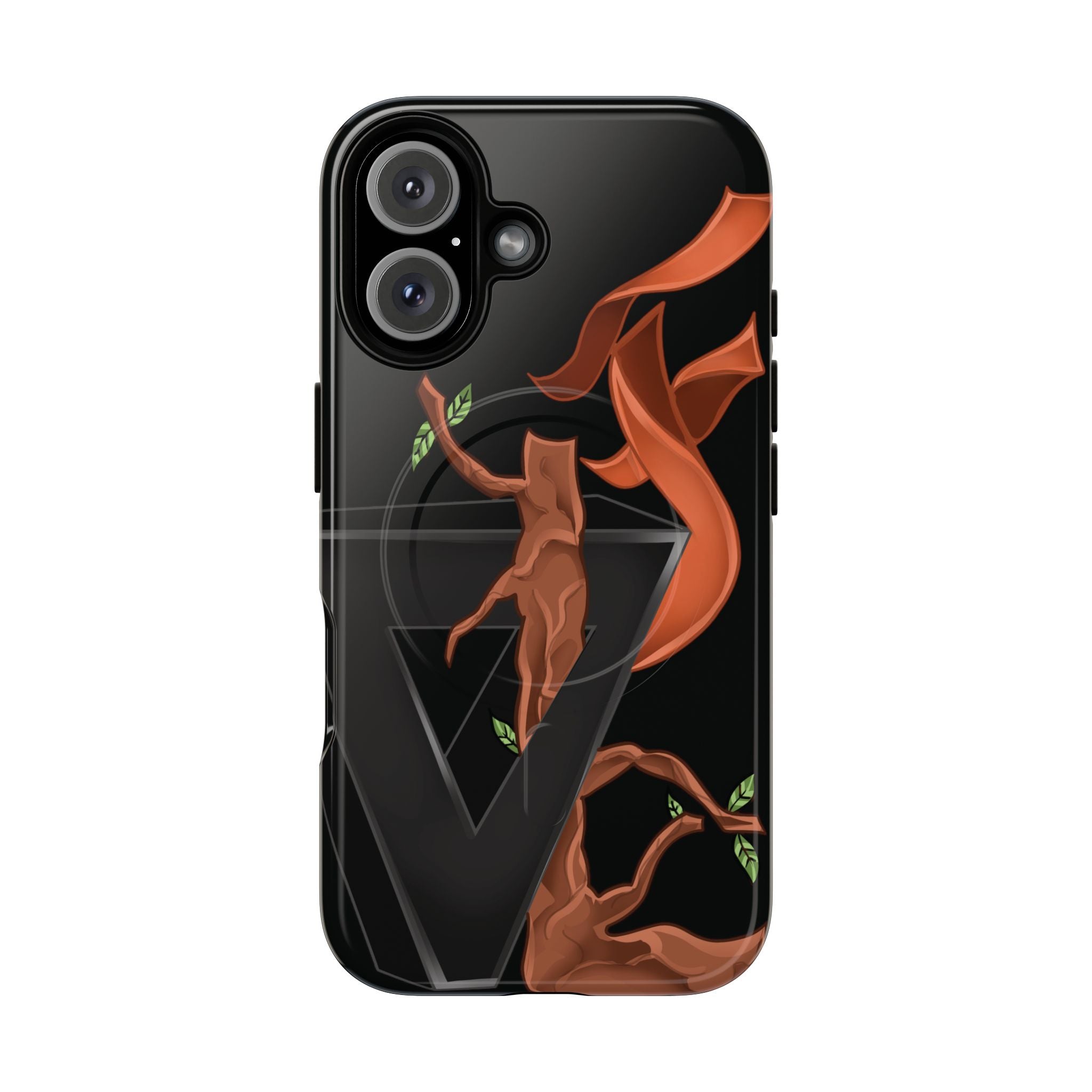 Phone Case — Geometric V with Flaming Tree Design Magnetic Tough Case