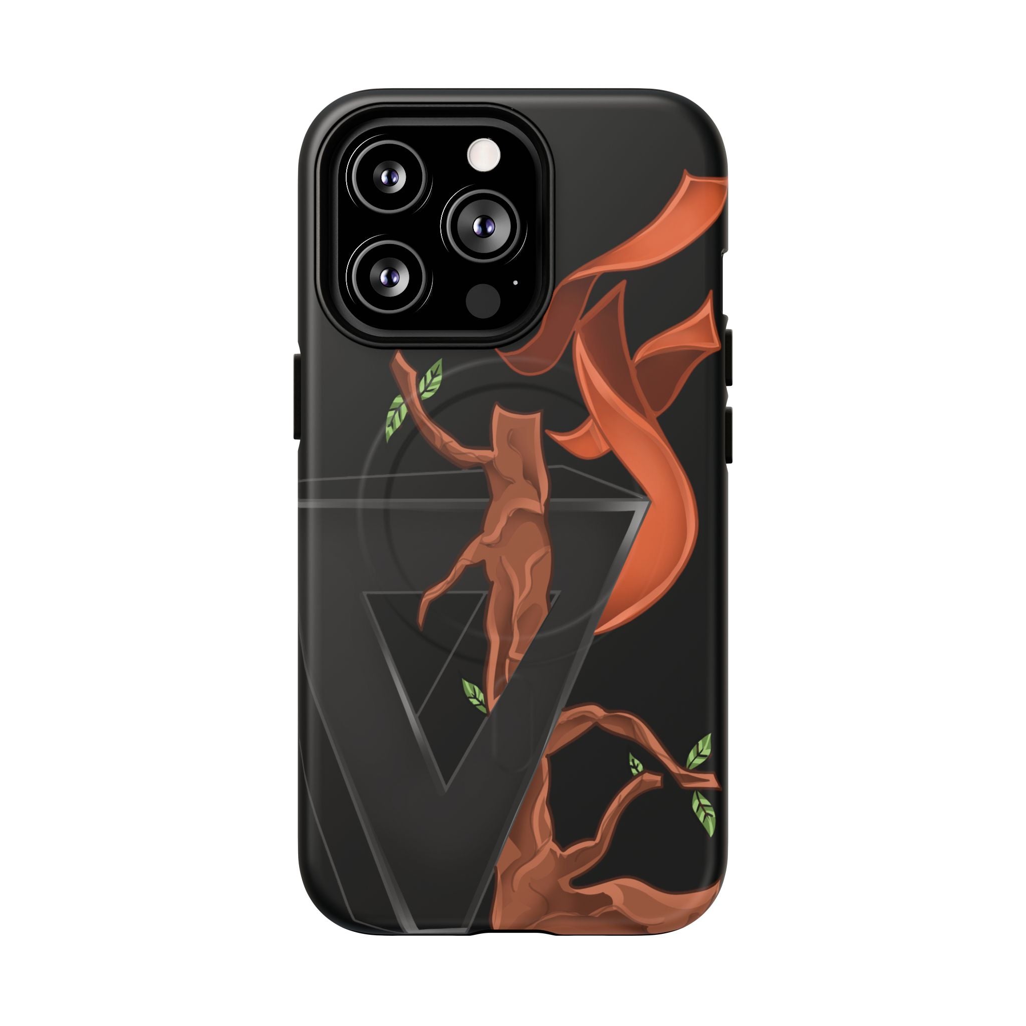 Phone Case — Geometric V with Flaming Tree Design Magnetic Tough Case