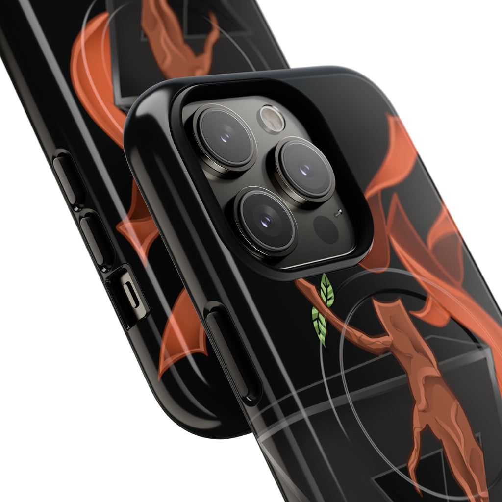 Phone Case — Geometric V with Flaming Tree Design Magnetic Tough Case