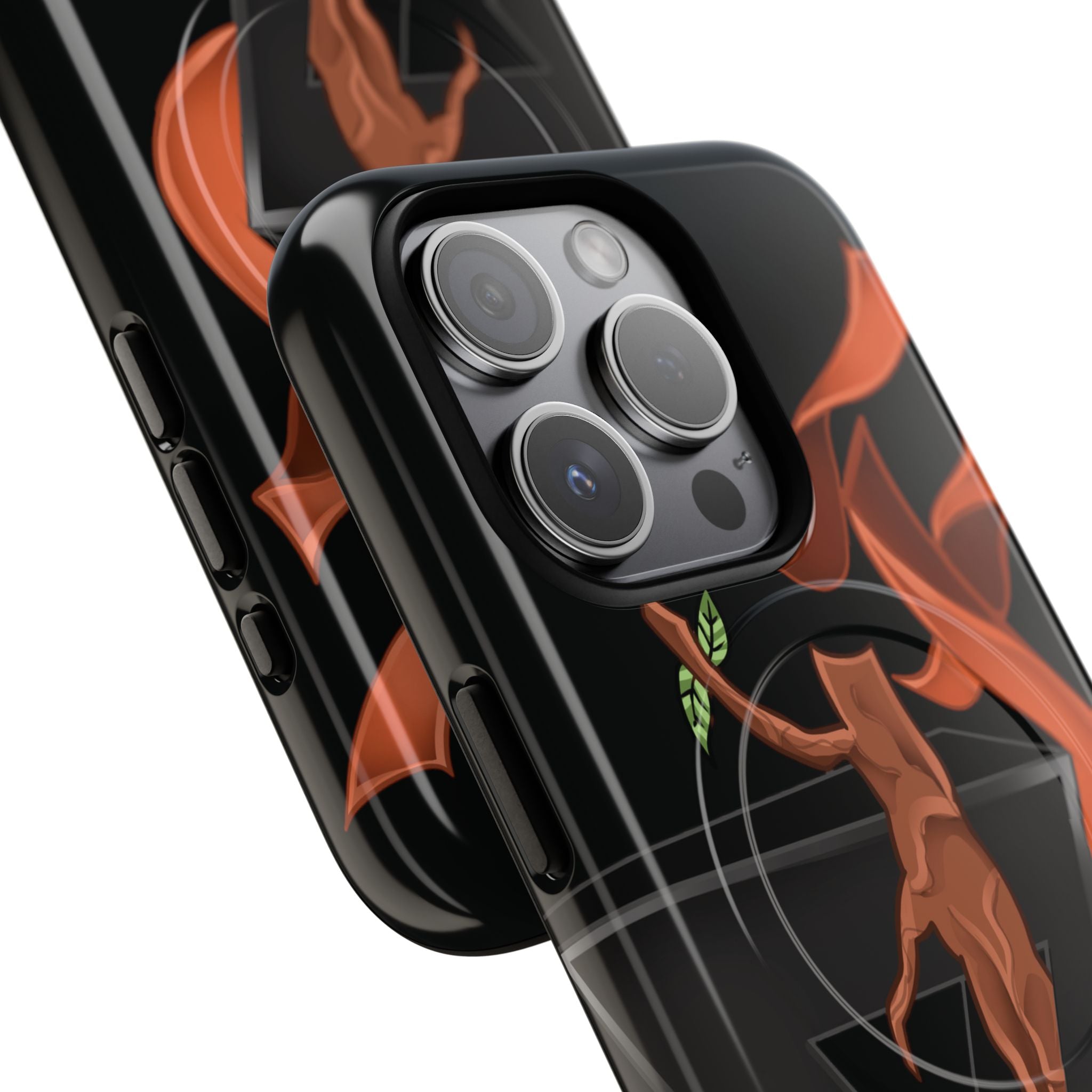 Phone Case — Geometric V with Flaming Tree Design Magnetic Tough Case