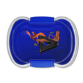 Blue Two-Tier Bento Box with Surreal Triangle & Floral Design — Leakproof Lunch Container